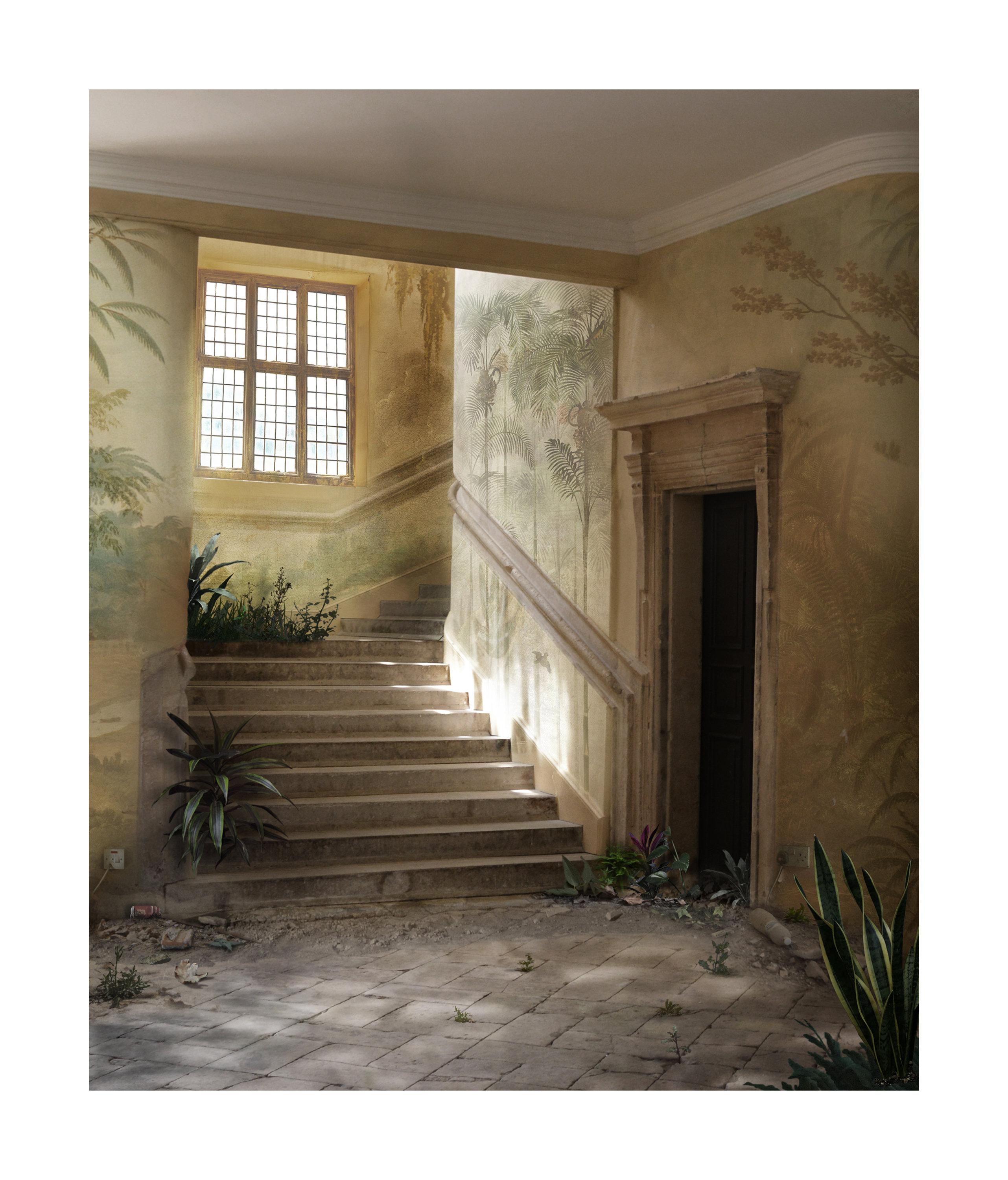 Suzanne Moxhay Interior Print – Rockery - Interiors Photography, Fenster, Staircase