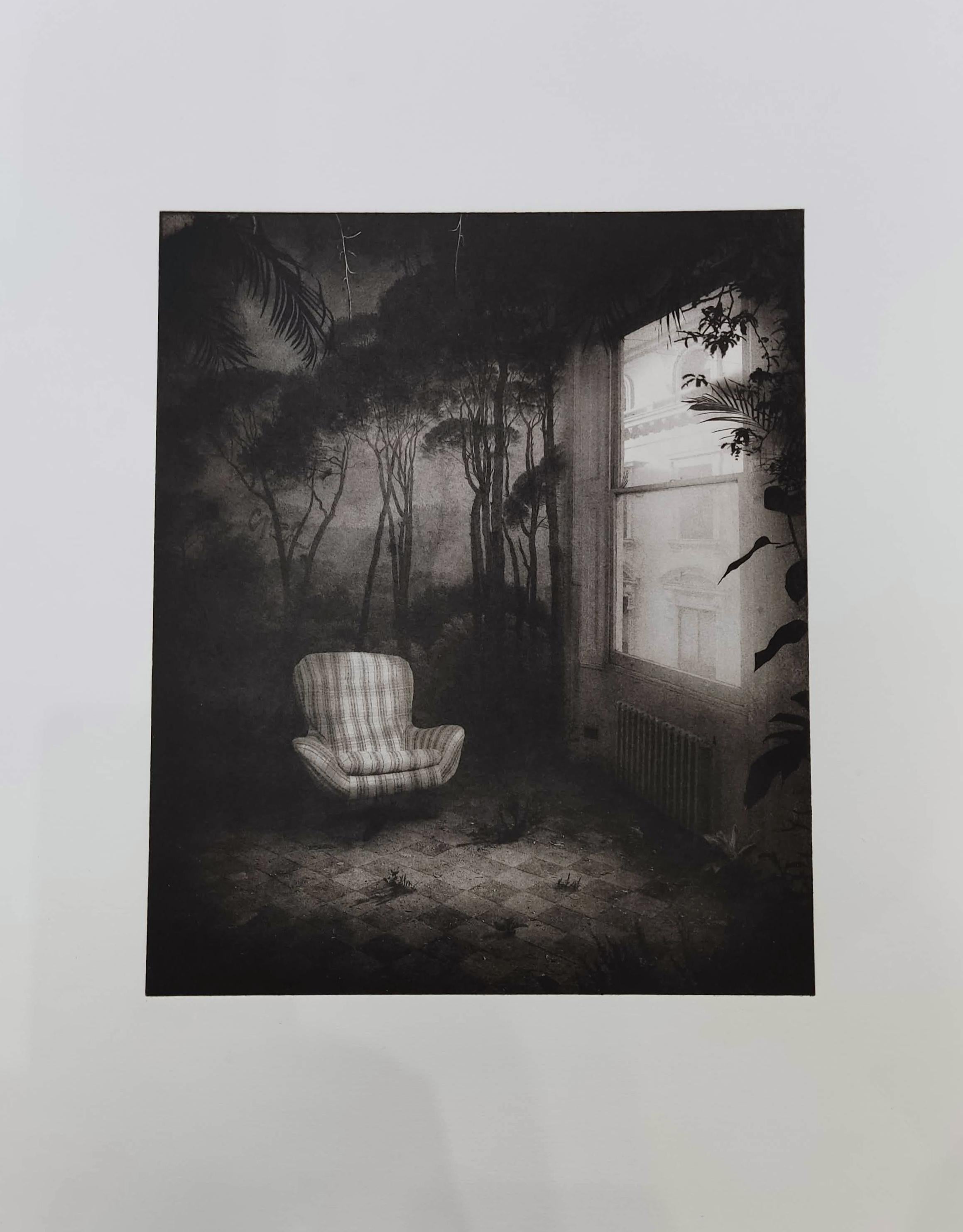 Raum mit Sessel – Radierung, Innenraumfotografie – Photograph von Suzanne Moxhay