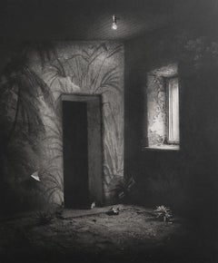 Room with Palm Wallpaper, Interior Photography, Photomontage, Gravure, Urbex