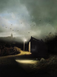 Congregation, Impression pigmentaire d'art, oiseaux noirs, paysage de nuit