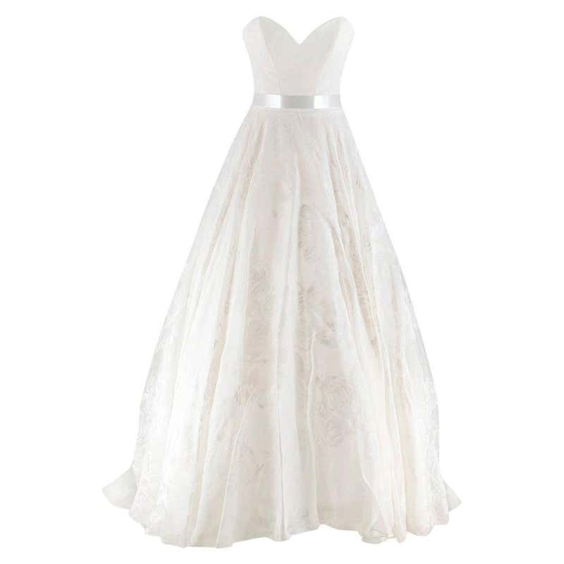 Suzanne Neville Cabianca Ivory Silk Organza Wedding Dress Size US 24