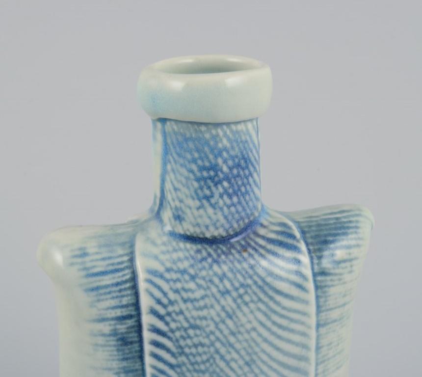 Glazed Suzanne Öhlén for Rörstrand. Porcelain vase with glaze in blue tones. For Sale