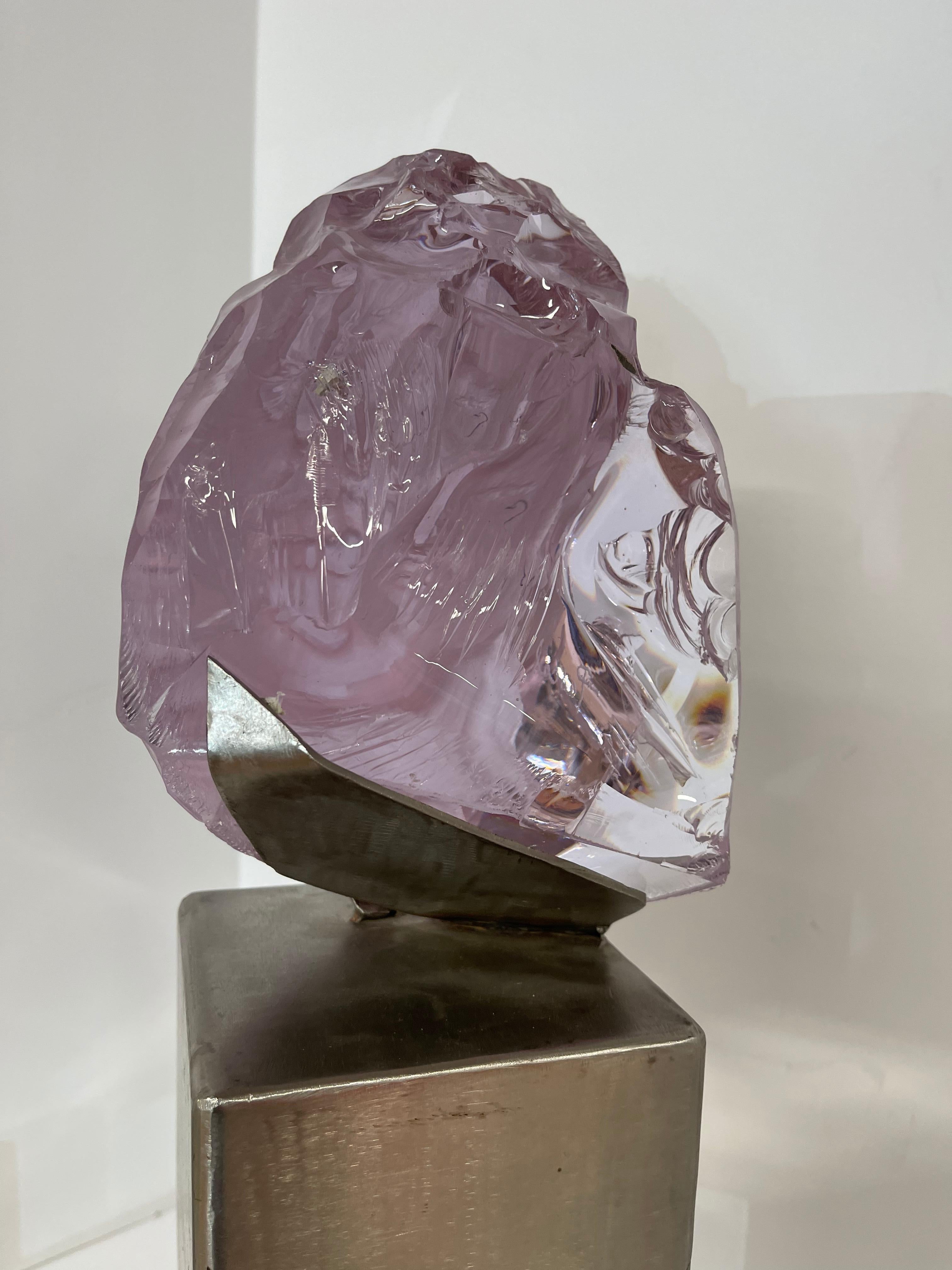 Suzanne Pascal Carved Slag Glass Bust 6