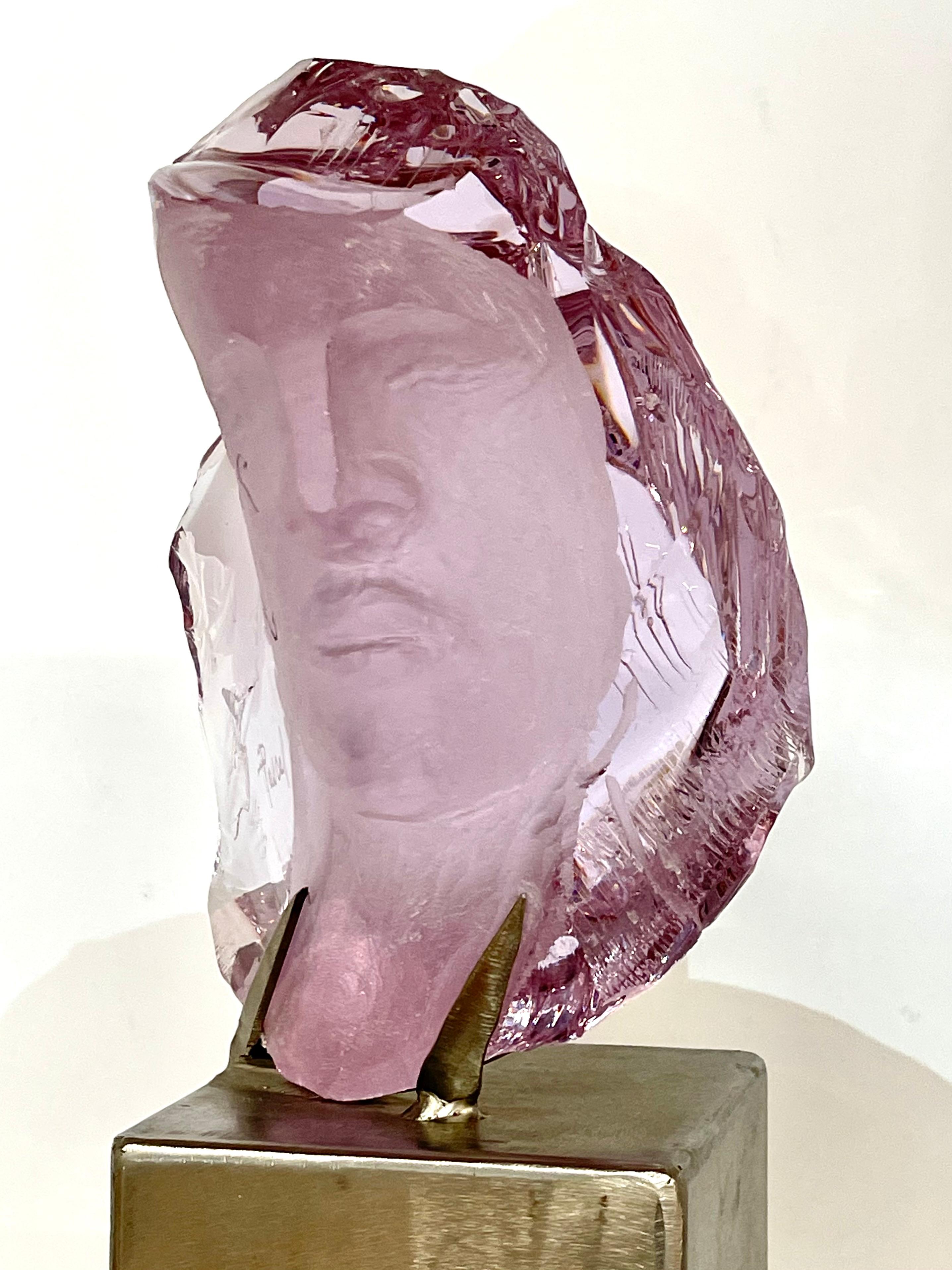 American Suzanne Pascal Carved Slag Glass Bust