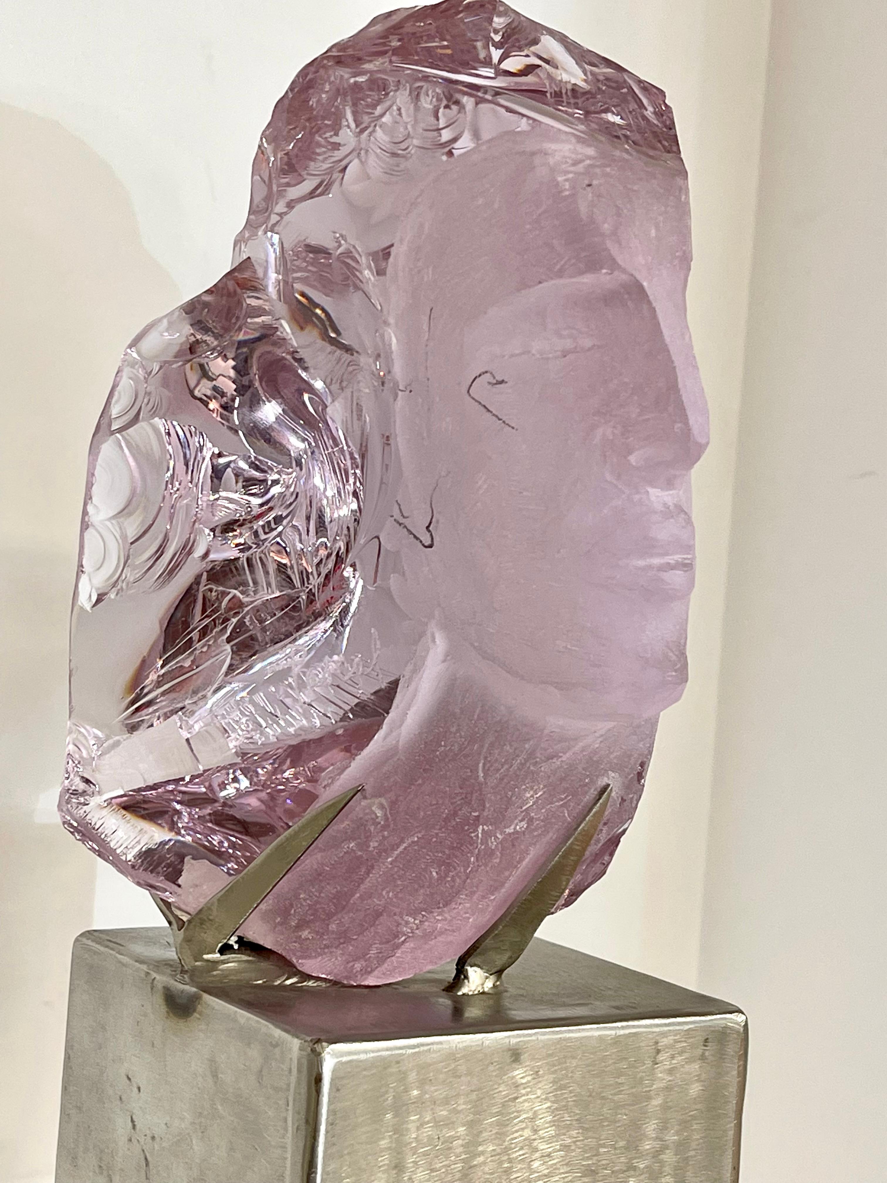 Hand-Carved Suzanne Pascal Carved Slag Glass Bust