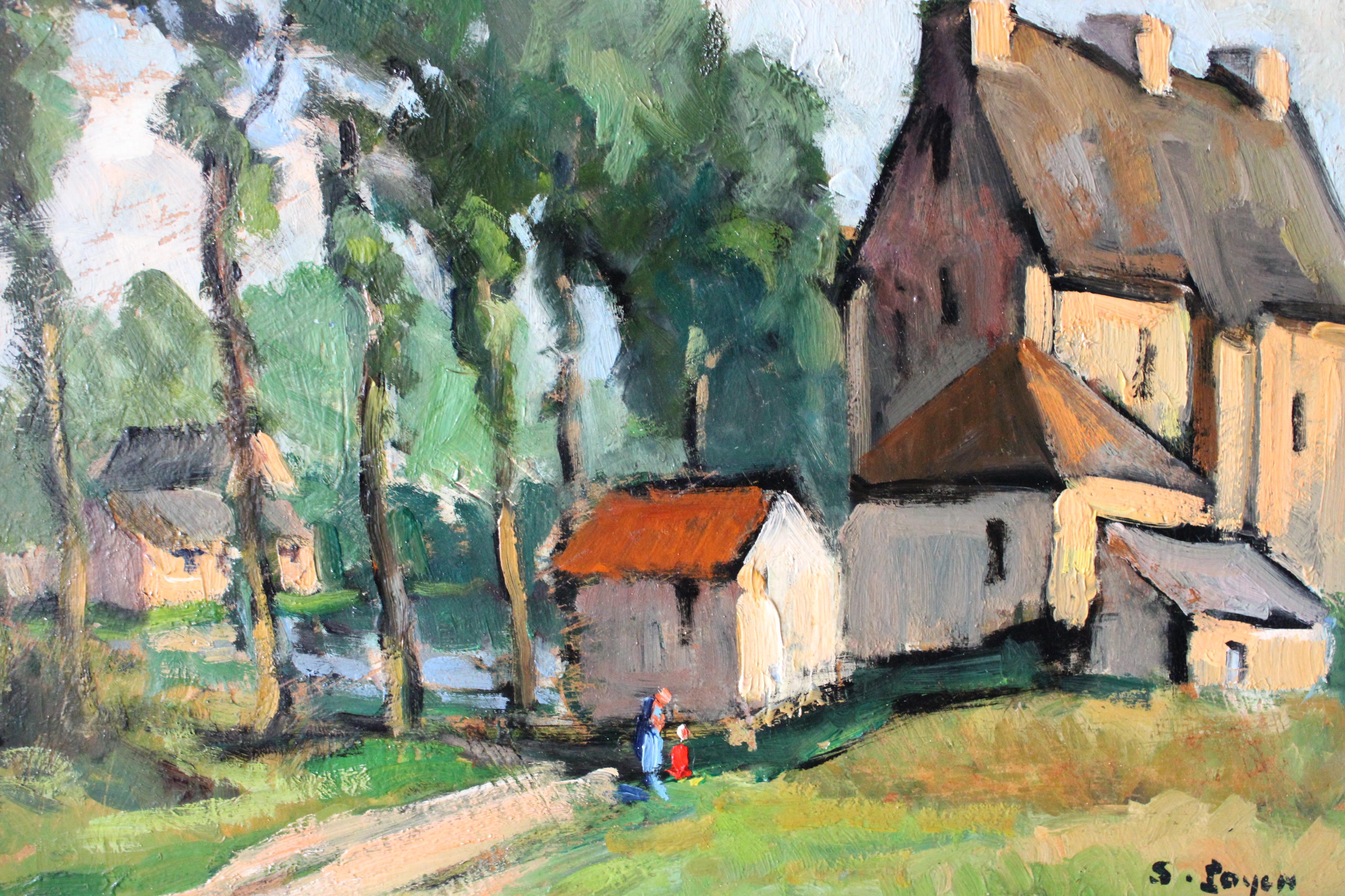 Vintage landscape painting French post impressionist oil painting on board For Sale 3