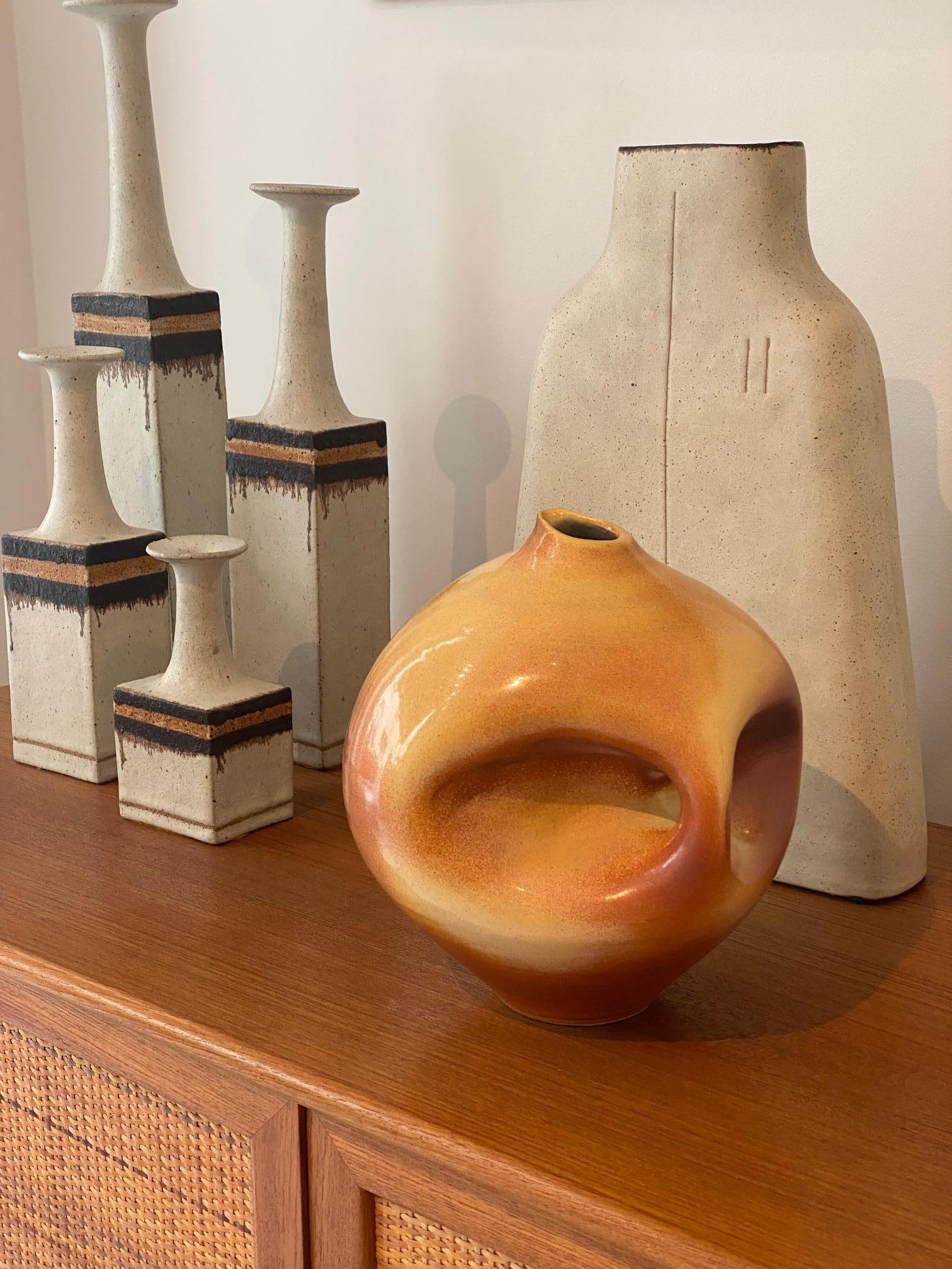 Suzanne Ramié Ceramic Vase stamped Madoura plein feu 1960's 5