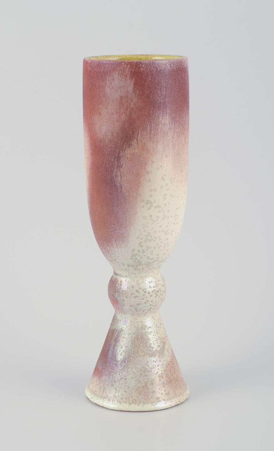 PRE-OWNED GOODS ARE EXEMPT FROM IMPORT TARIFFS FOR U.S., UK, AUSTRALIAN & CANADIAN CUSTOMERS.   
THEREFORE, NO IMPORT TARIFFS WILL BE APPLICABLE TO YOUR PURCHASE. 

Suzanne Ramié for Madoura, France. Ceramic vase in the goblet shape.
Crystal glaze