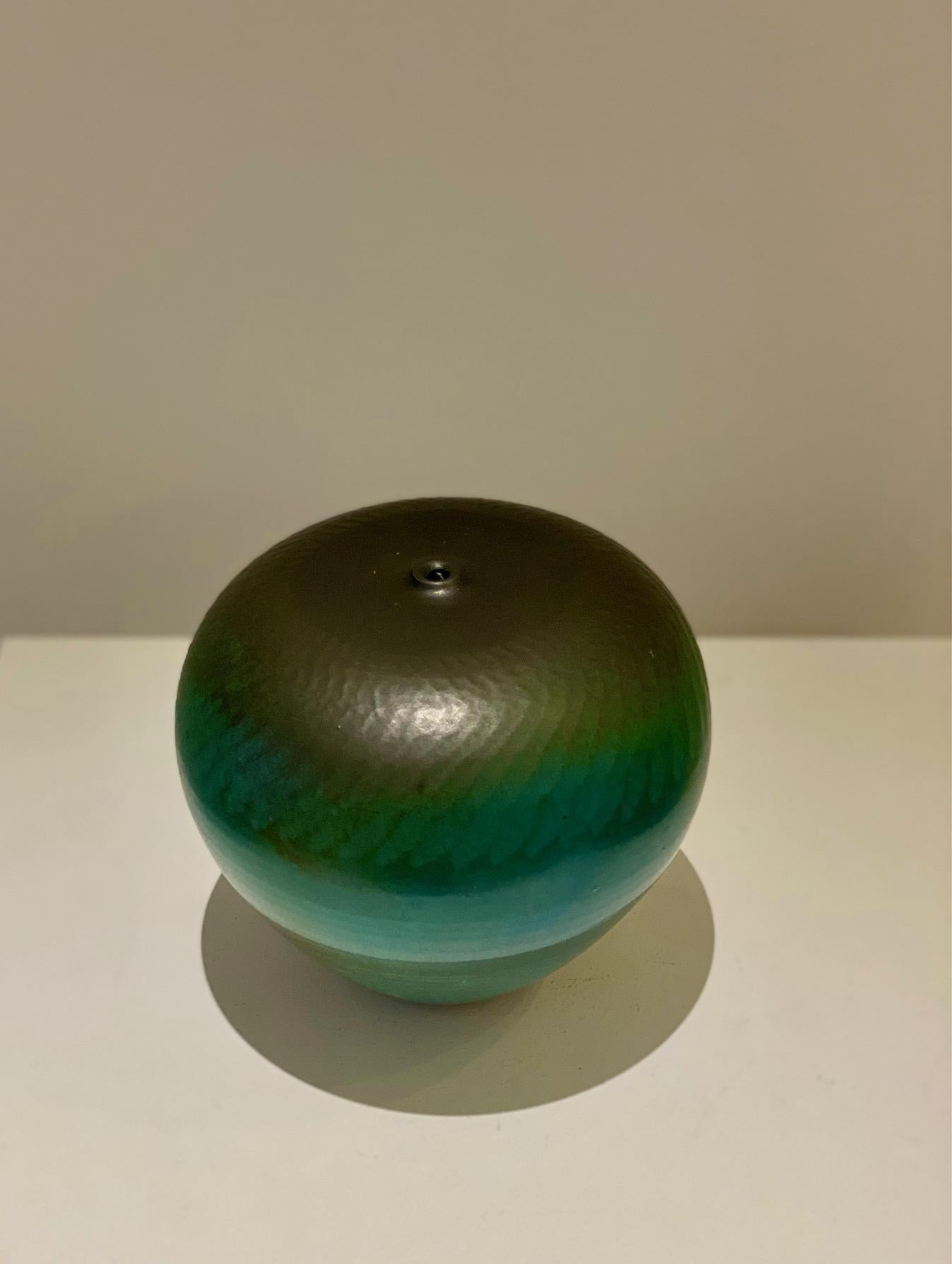 French Suzanne Ramié Green Ceramic Vase with 