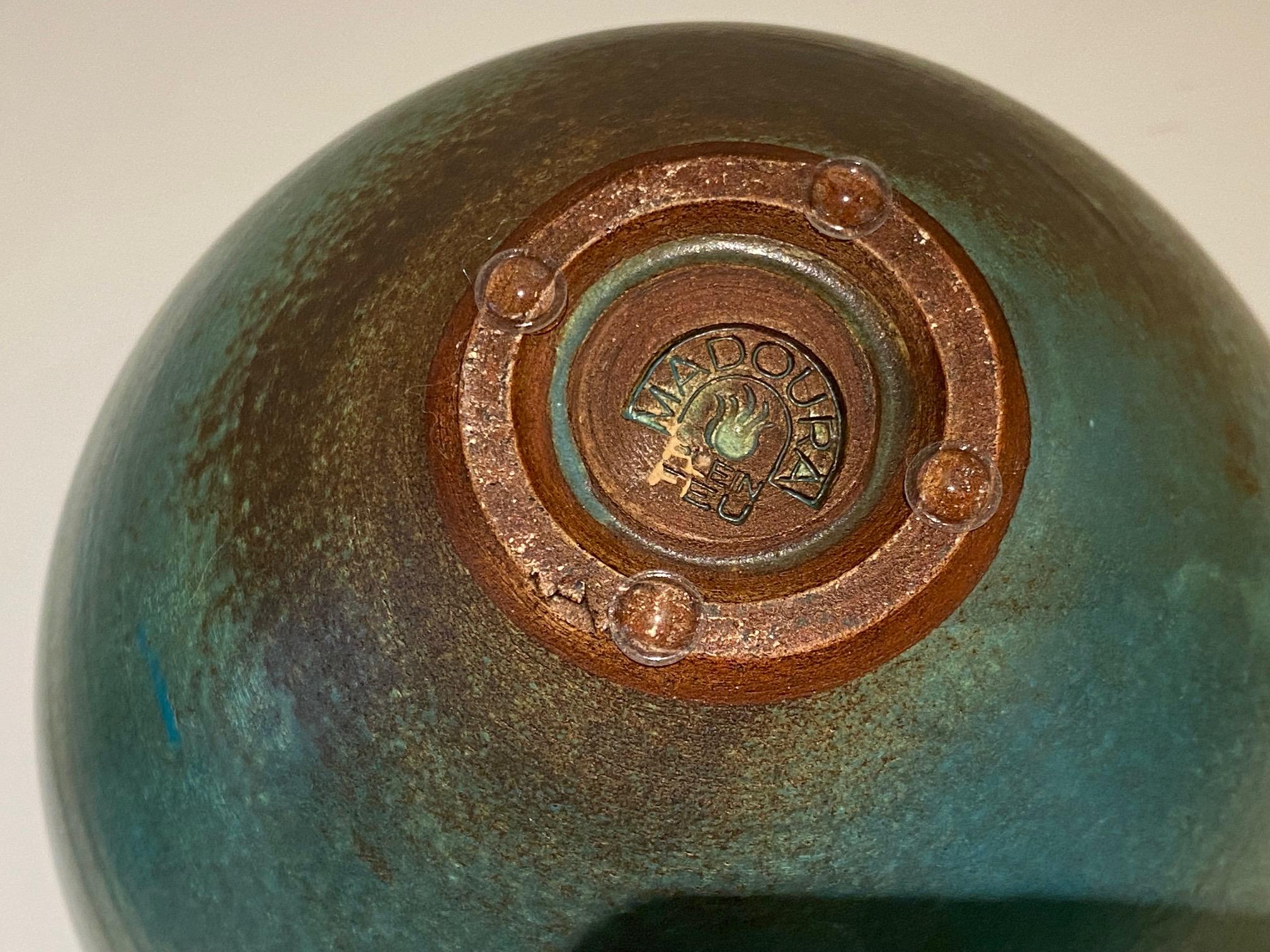 Mid-20th Century Suzanne Ramié Green Ceramic Vase with 