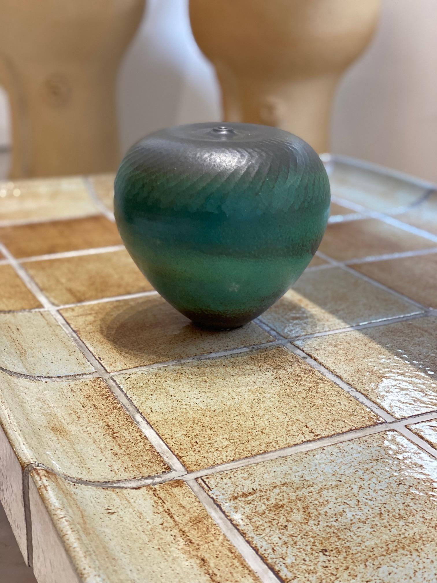 Suzanne Ramié Green Ceramic Vase with 