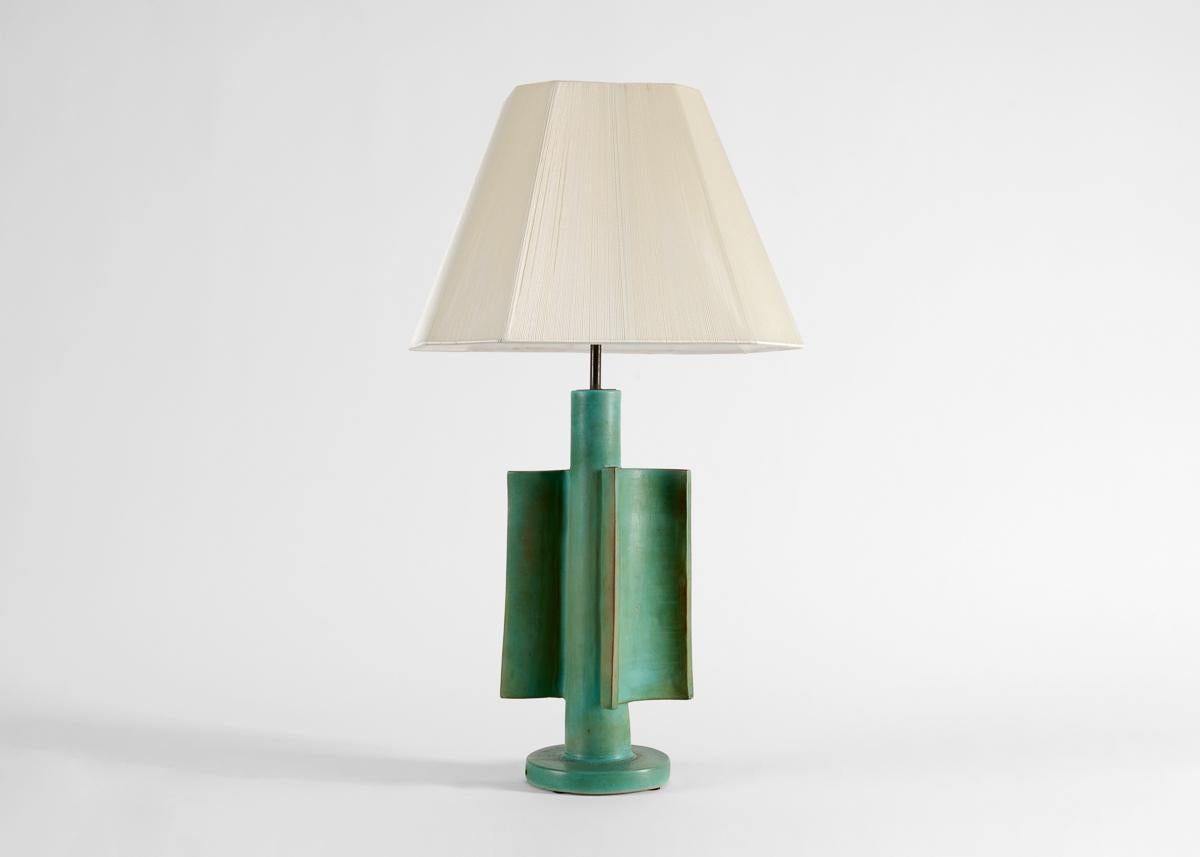 Suzanne Ramié, Lámpara de cerámica esmaltada verde, Francia, circa 1965 Francés en venta