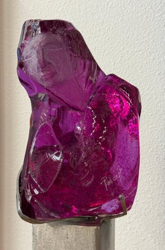 Suzanne Regan Pascal Slag Glass Carved Sculpture on Steel Base