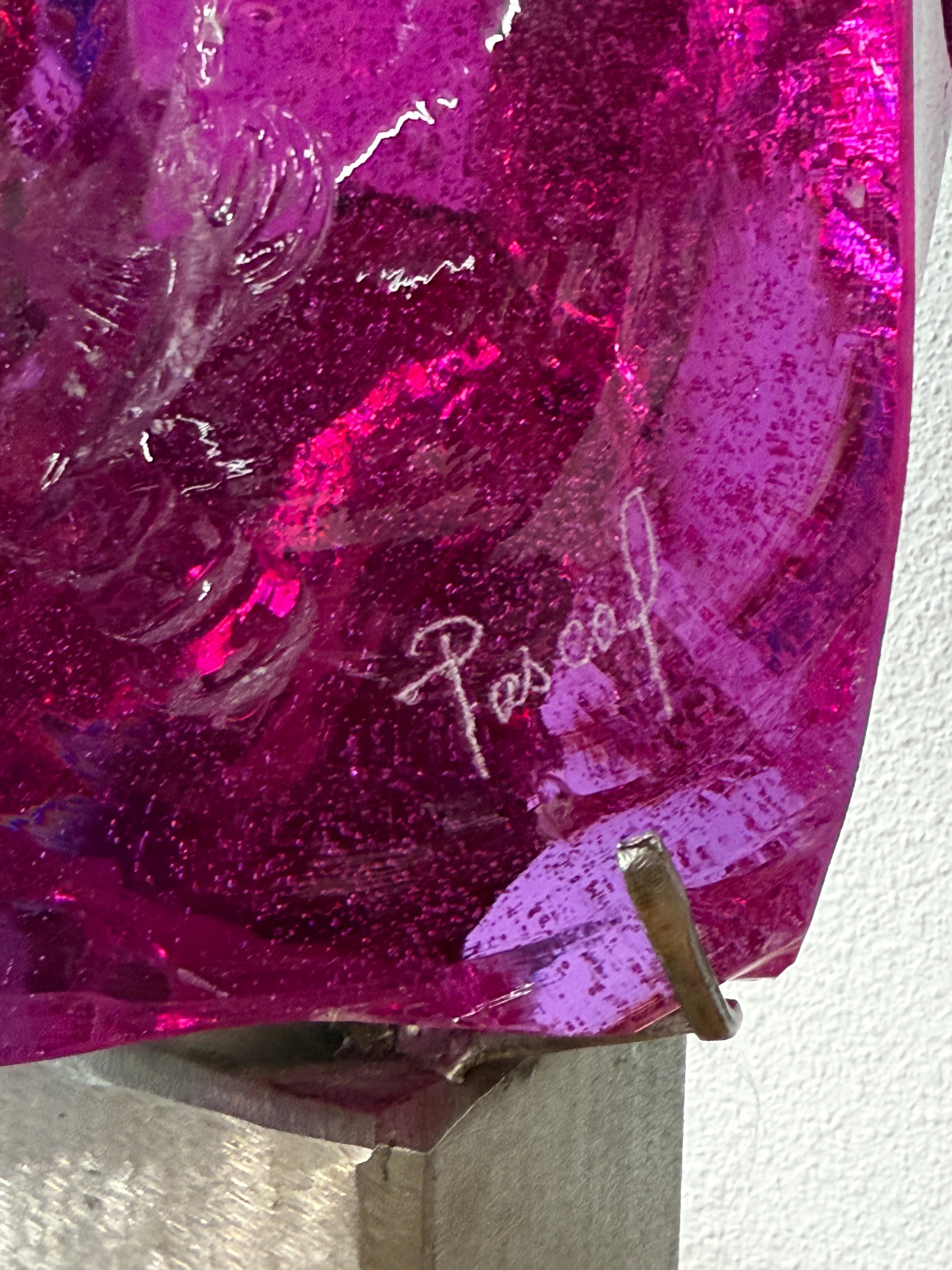 Suzanne Regan Pascal Skulptur aus geschnitztem Schlackenglas auf Stahlsockel im Angebot 1