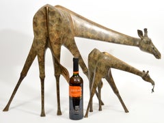 Suzanne Sable Large Bronze Giraffes 'Lunch Time' Sculpture #7/24