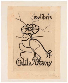 Vintage Ex Libris Odile Herry - Etching by Suzanne Tourte - 1930