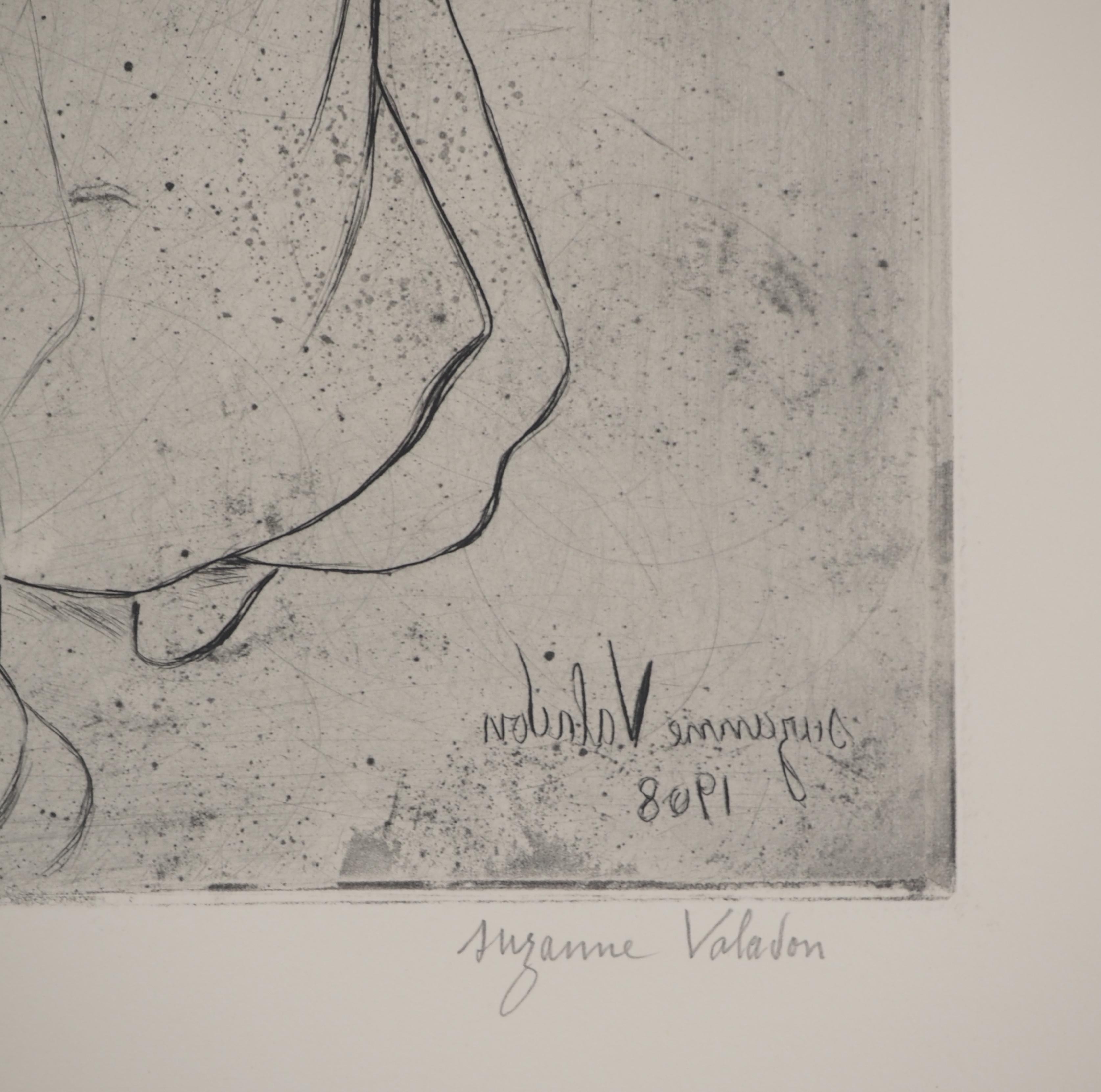 Großmutter und kleiner Junge - Original-Radierung signiert (Petrides #E18) – Print von Suzanne Valadon