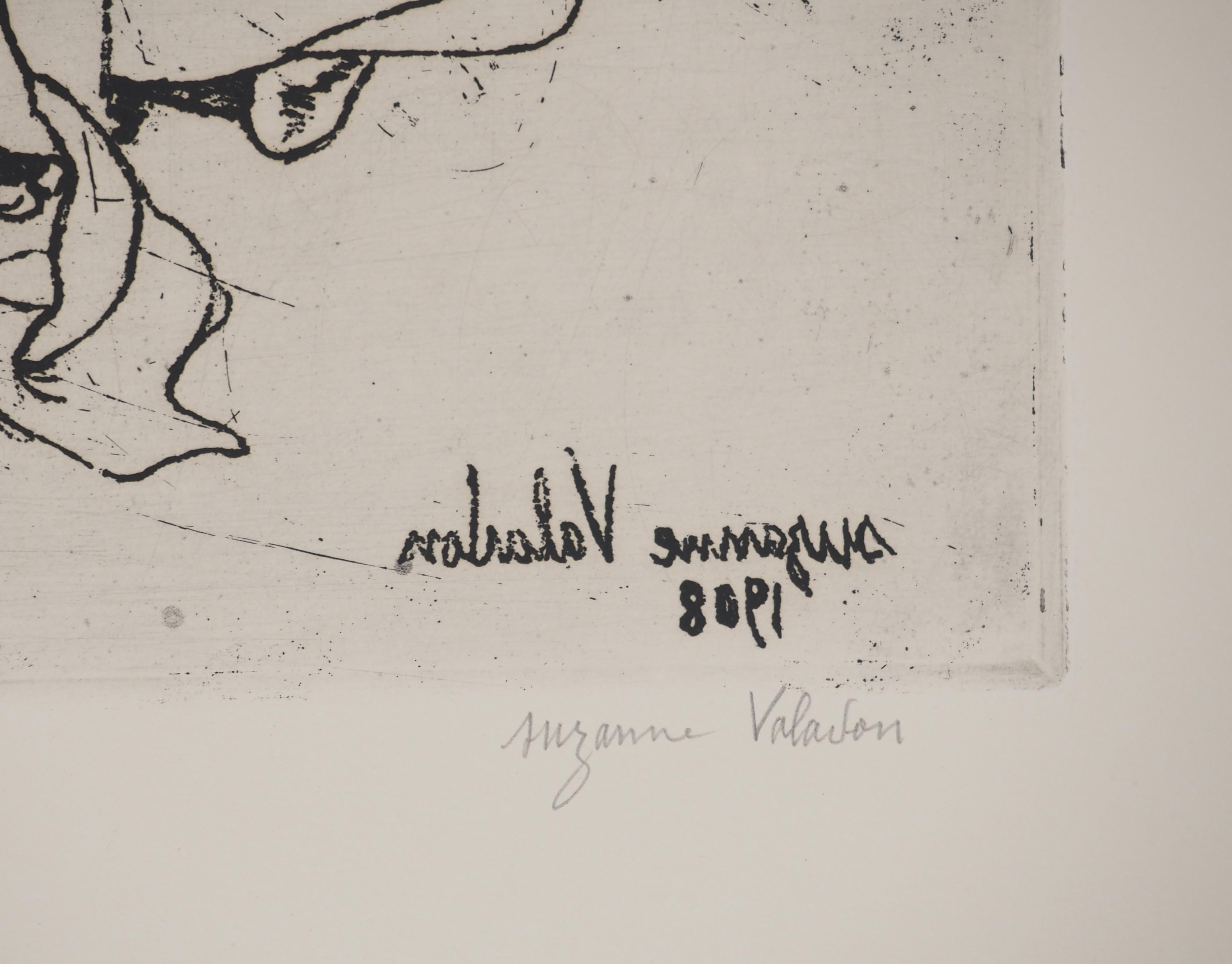 Abuela y Child - Grabado original firmado (Petrides #E14) - Print Académico de Suzanne Valadon