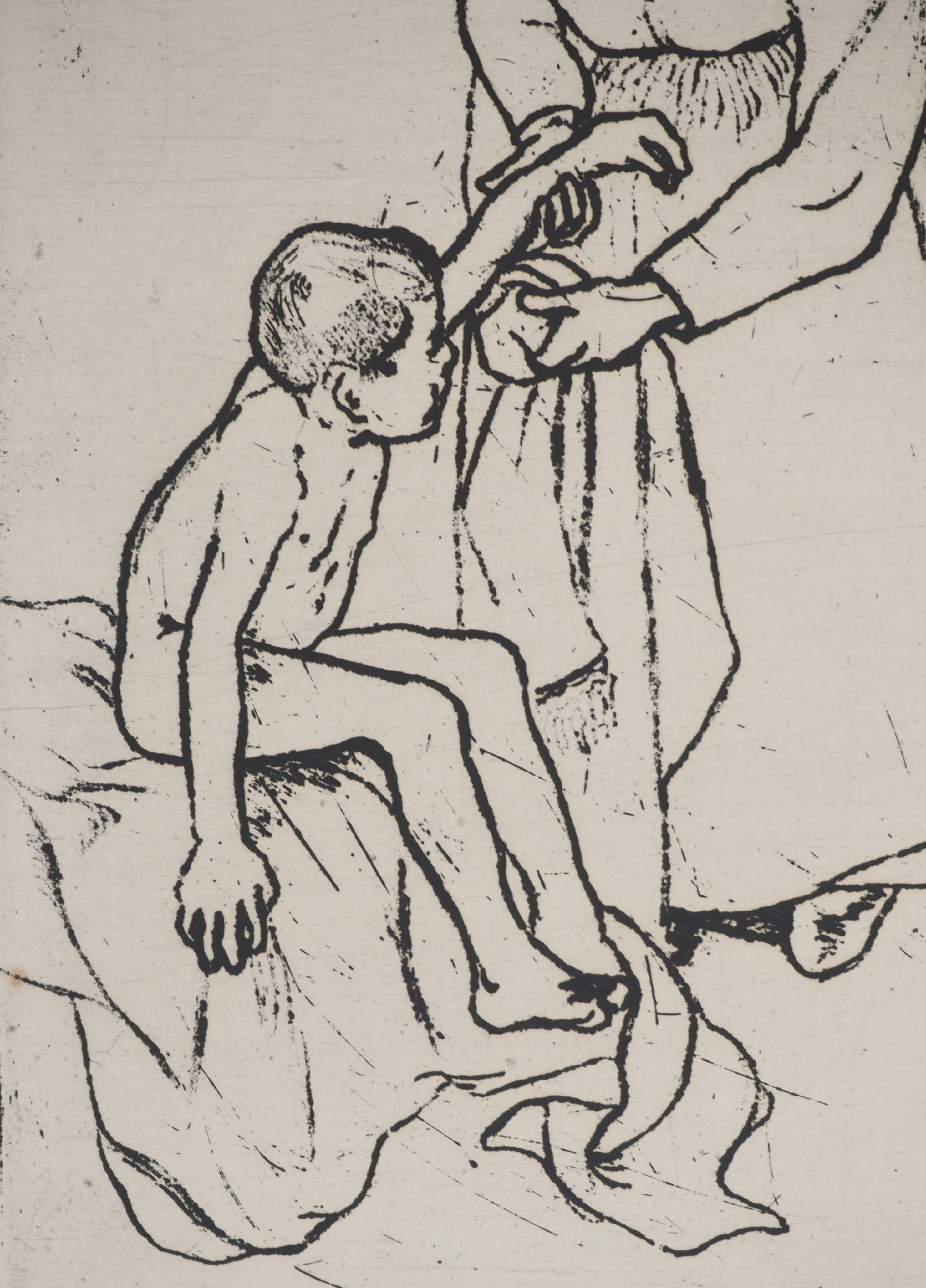 Abuela y Child - Grabado original firmado (Petrides #E14) en venta 2