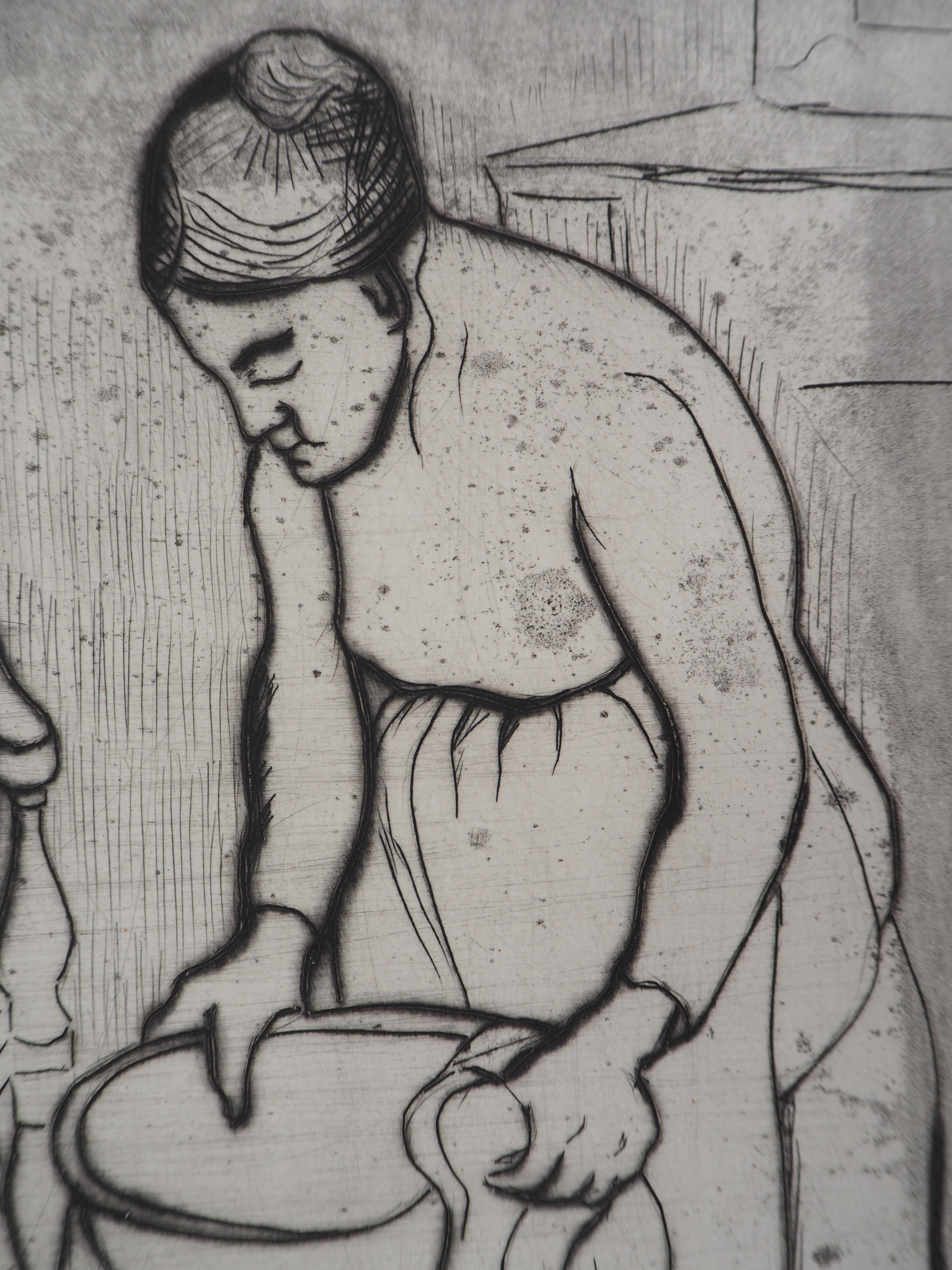 Grandmother and Nude Louise - Original handsigned etching  2