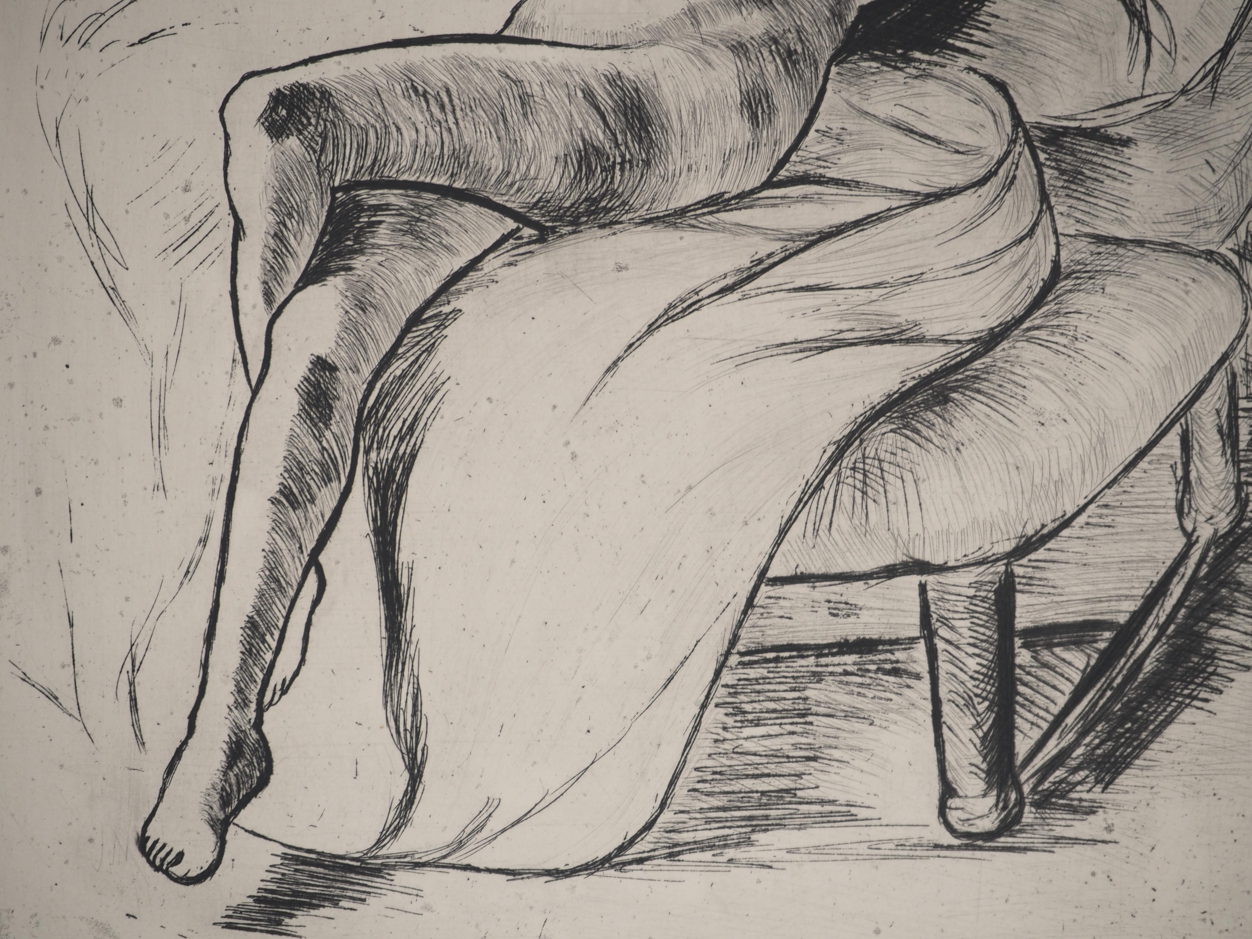 Suzanne VALADON (1865-1938)
Lying Naked Woman, 1932

Original etching
Signed in pencil
On BFK Rives vellum 47 x 37 cm (c. 18.5 x 14.5 in)

INFORMATION : Printed in 1932, this etching is part of a portfolio of Suzanne Valadon's etchings produced