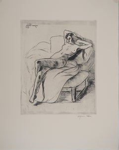 Lying Naked Woman - Original Etching Signed (Petrides #E11)