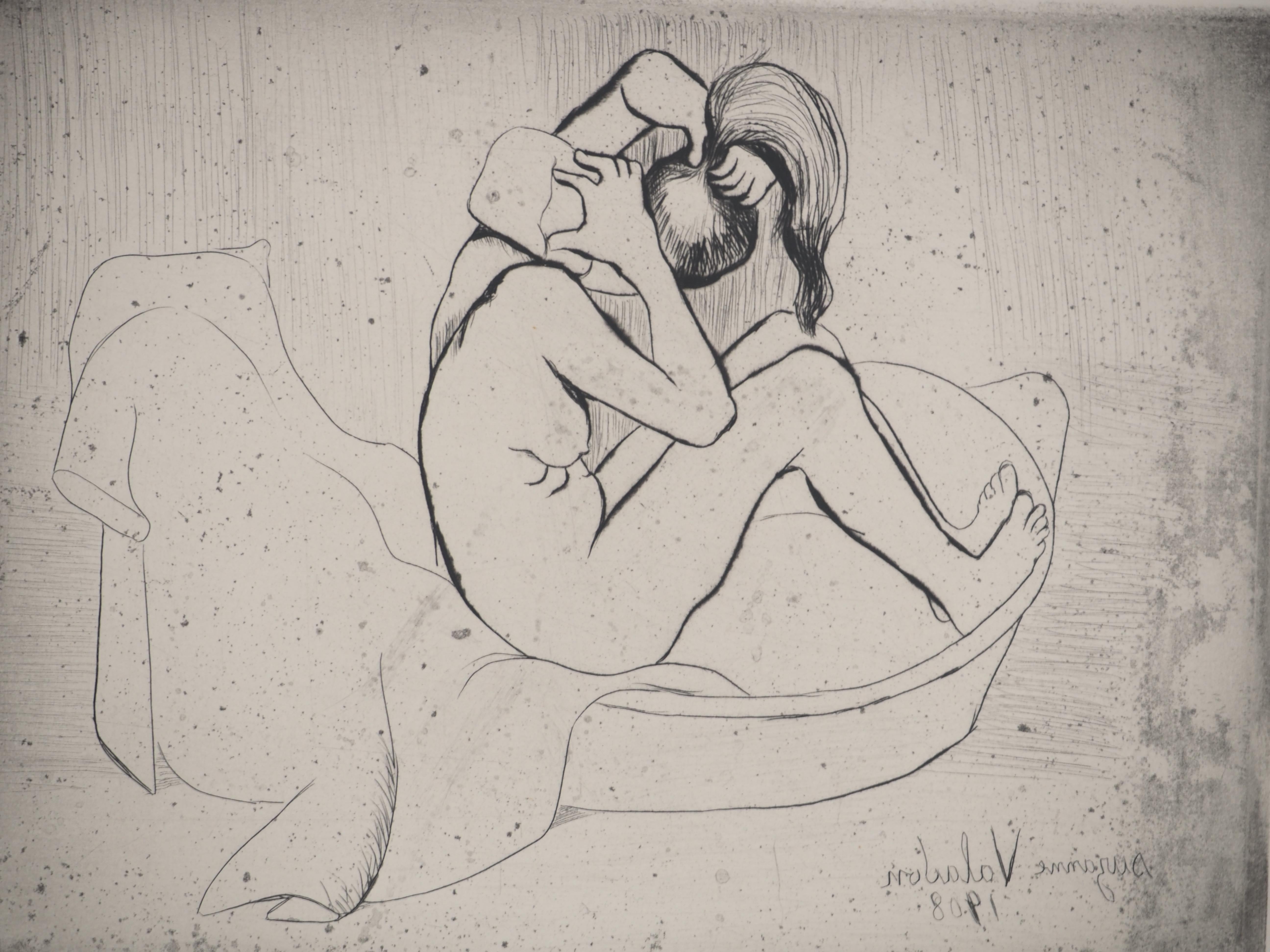 Suzanne Valadon Nude Print – Maria in der Badewanne, die sich selbst abschwämmt - signierte Original-Radierung (Petrides #E13)