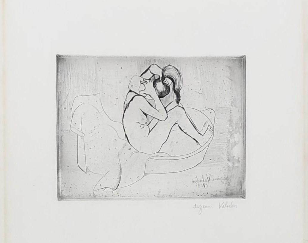 Suzanne Valadon Figurative Print - Naked Woman Bathing - Original Etching Handsigned - 75 copies