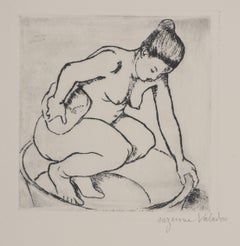 Naked Woman in the Bath -  Original Etching Signed (Petrides #E2)