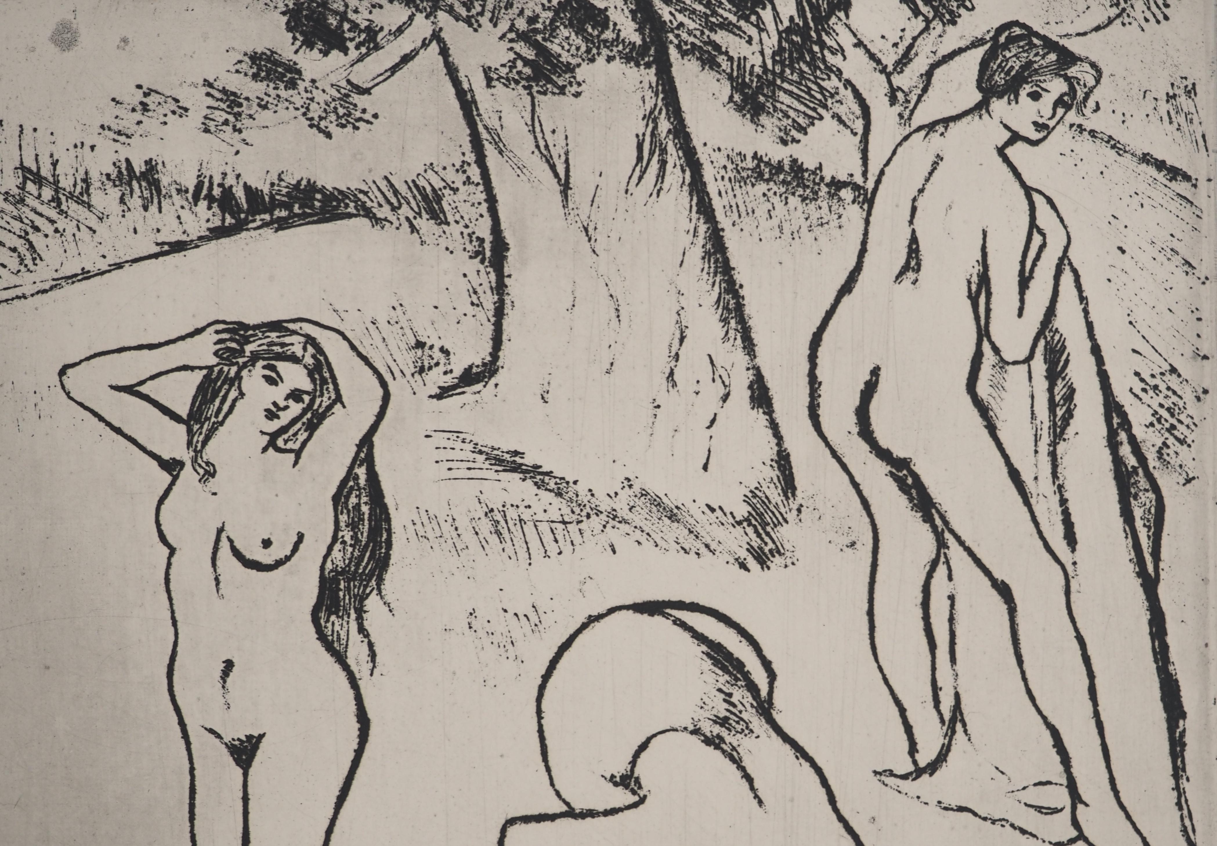 Femmes nues sous les arbres -  Gravure originale signée (Petrides #E9) en vente 1