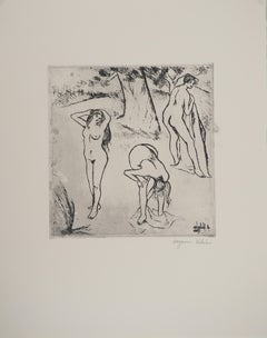 Naked Women Under the Trees -  Original Etching Signed (Petrides #E9)