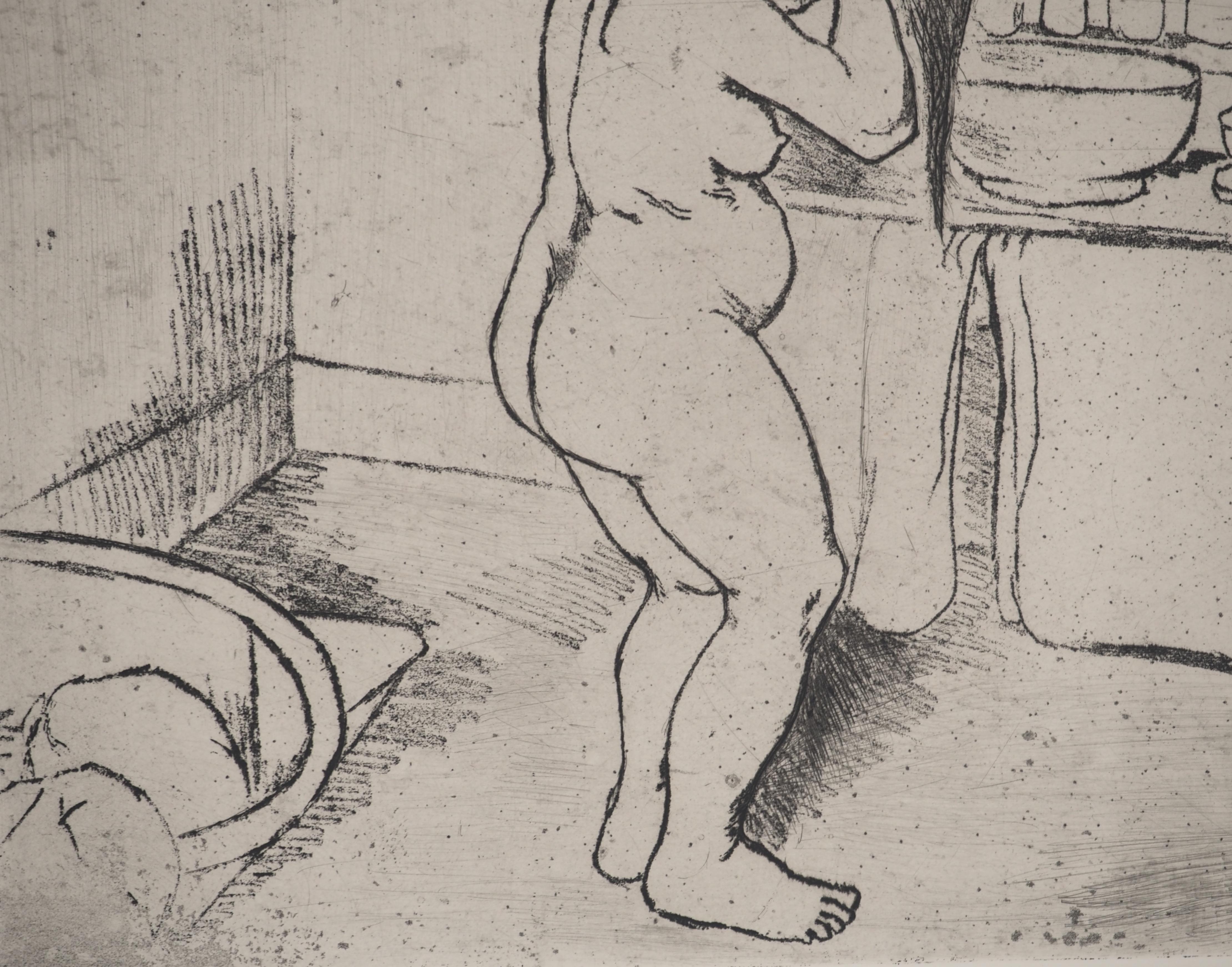 Nude Woman Doing her Hair -  Original Etching Signed (Petrides #E5) For Sale 2