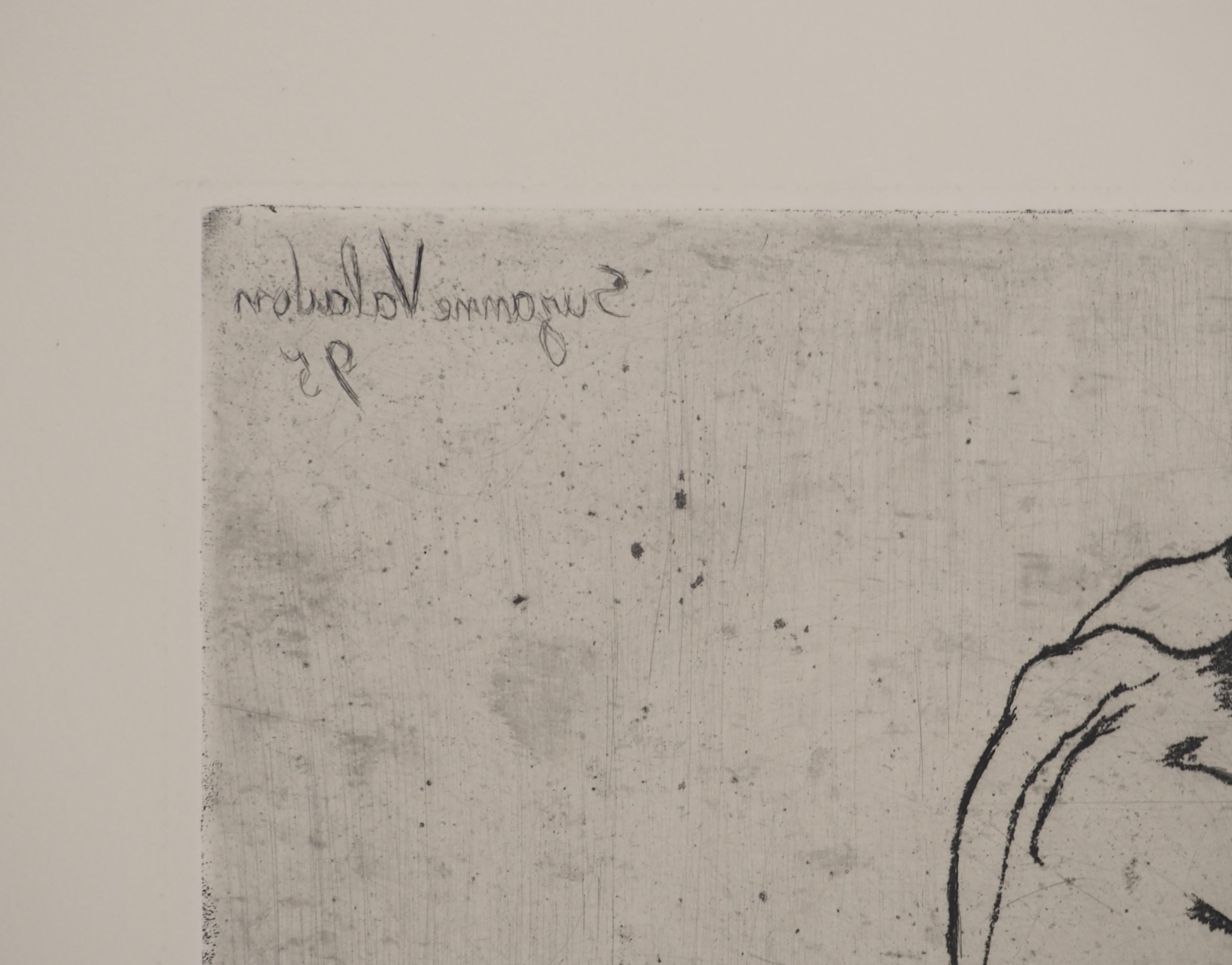 Nude Woman Doing her Hair -  Original Etching Signed (Petrides #E5) For Sale 3
