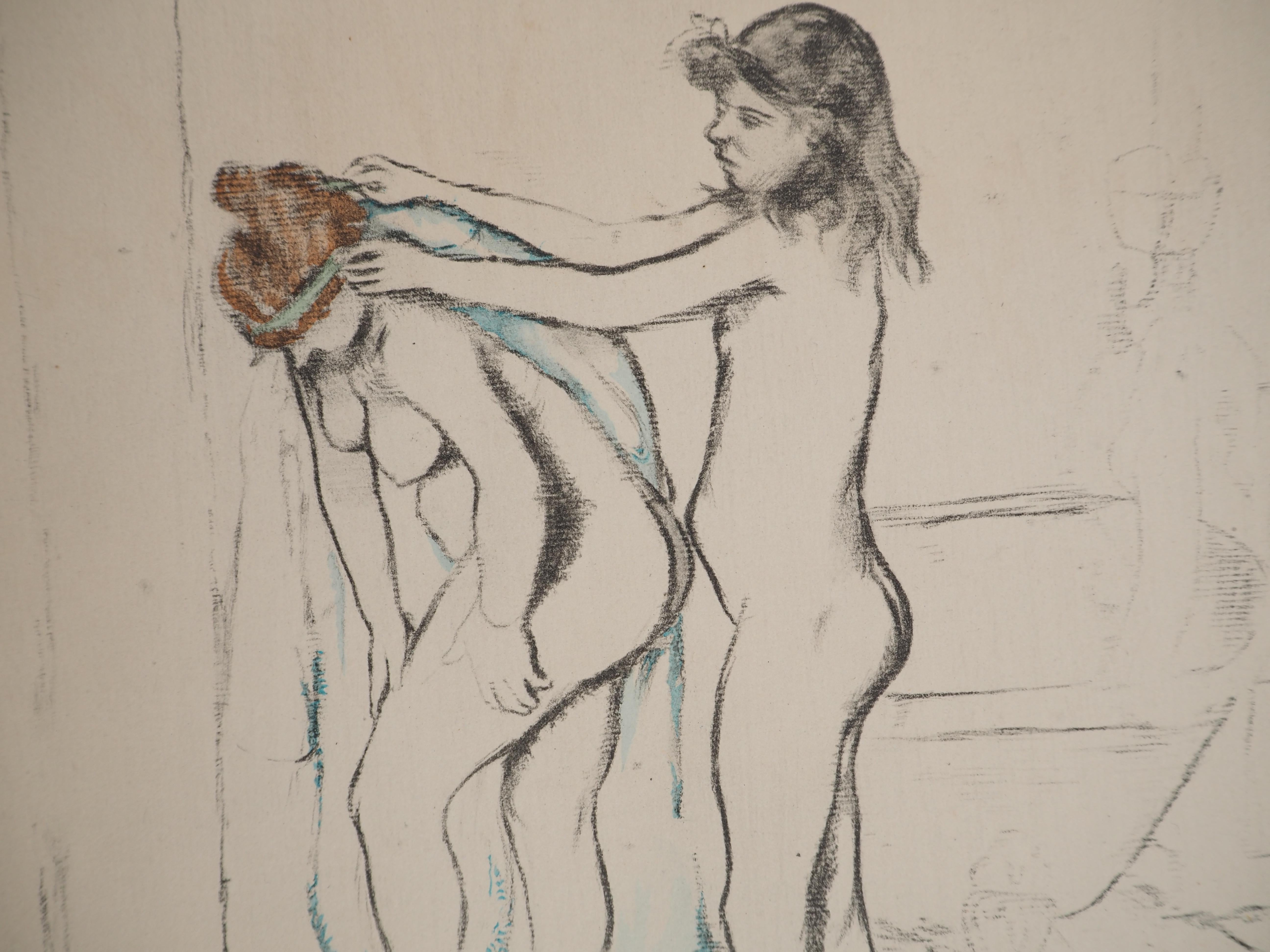 El Baño : Dos Mujeres Limpiándose - Litografía (Petrides 1947) en venta 2