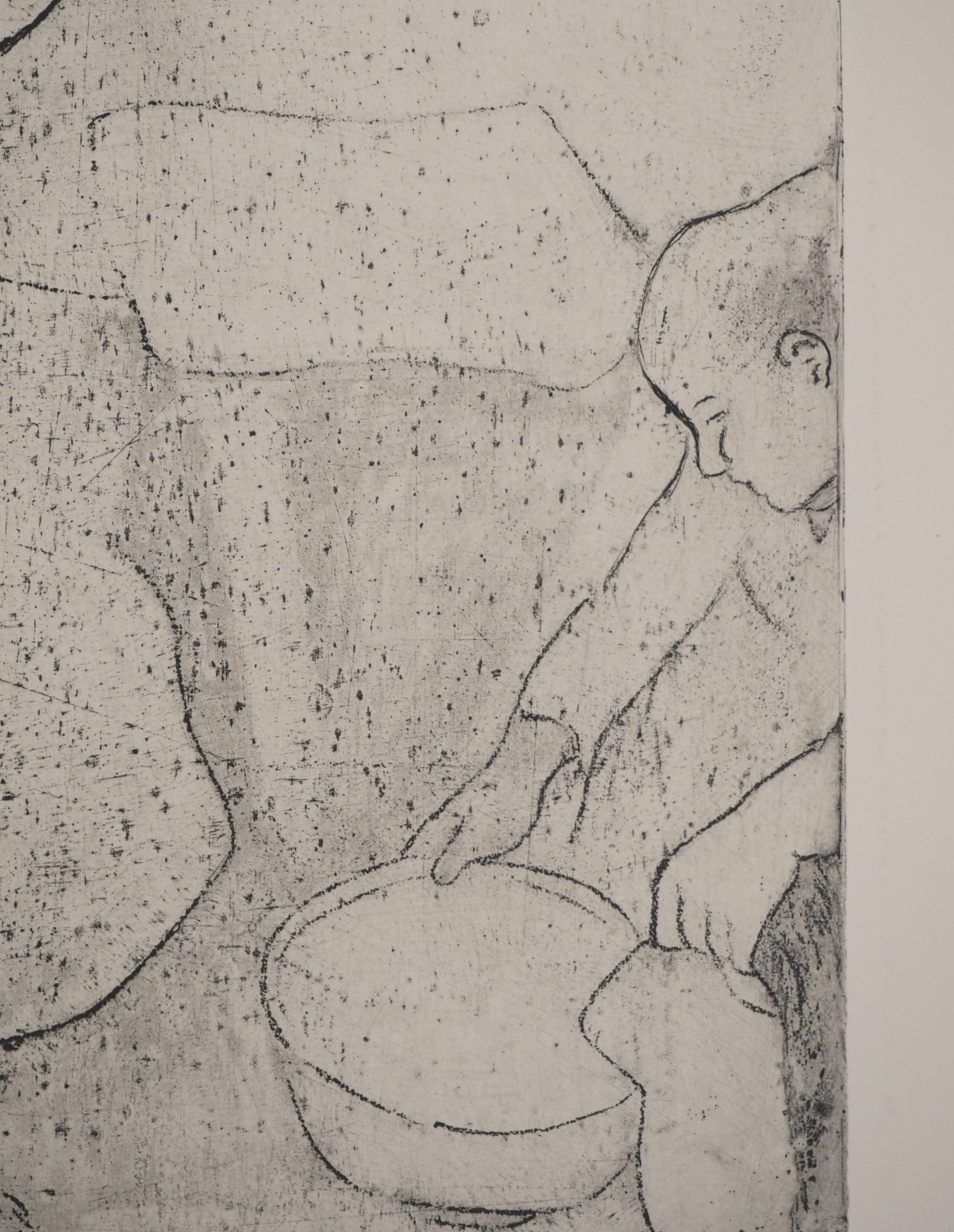 Two Naked Women in the Bathroom -  Original Etching Signed (Petrides #E7) For Sale 1