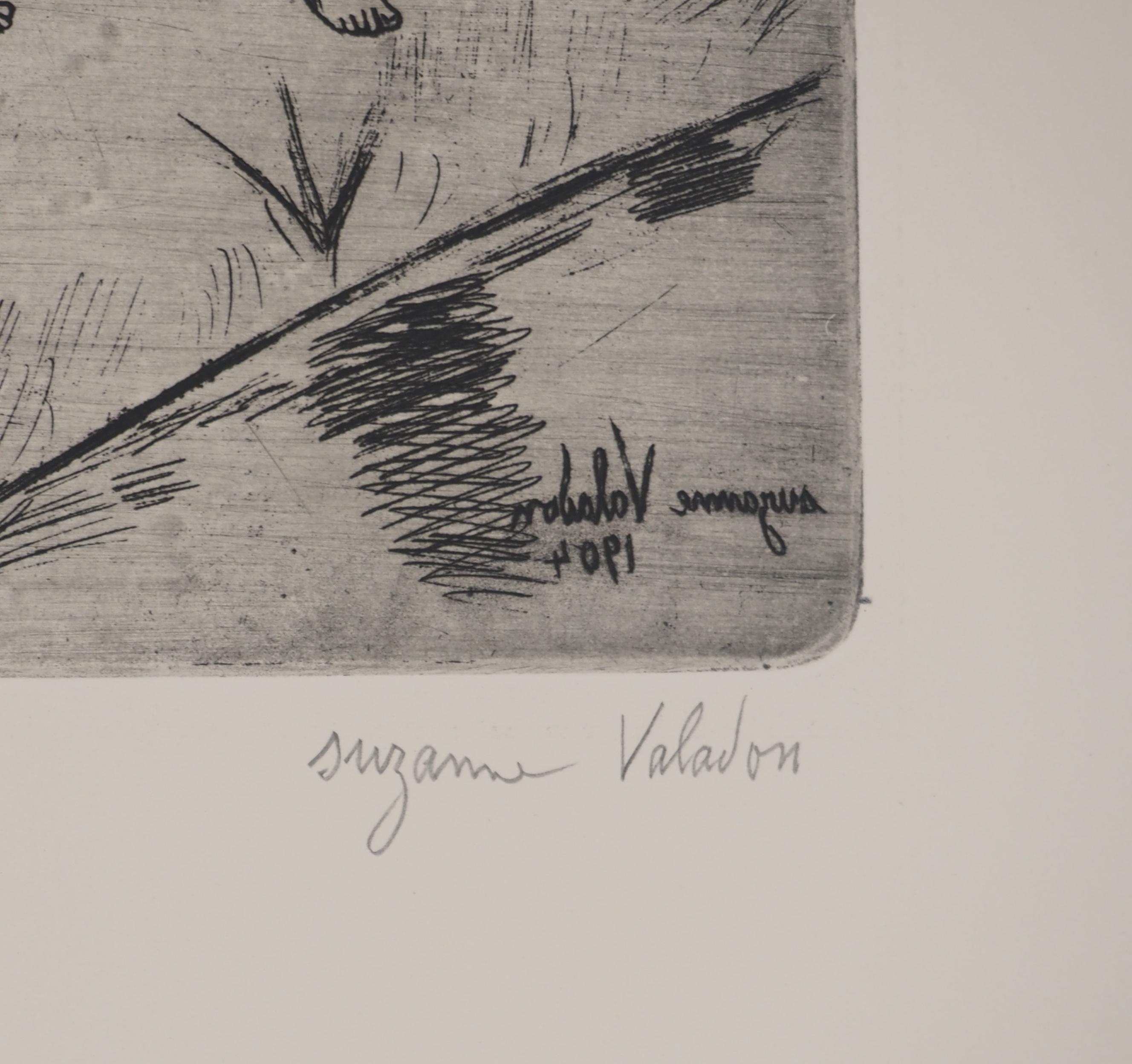 Women and Children by the River -  Original Etching Signed (Petrides #E6) - Print by Suzanne Valadon