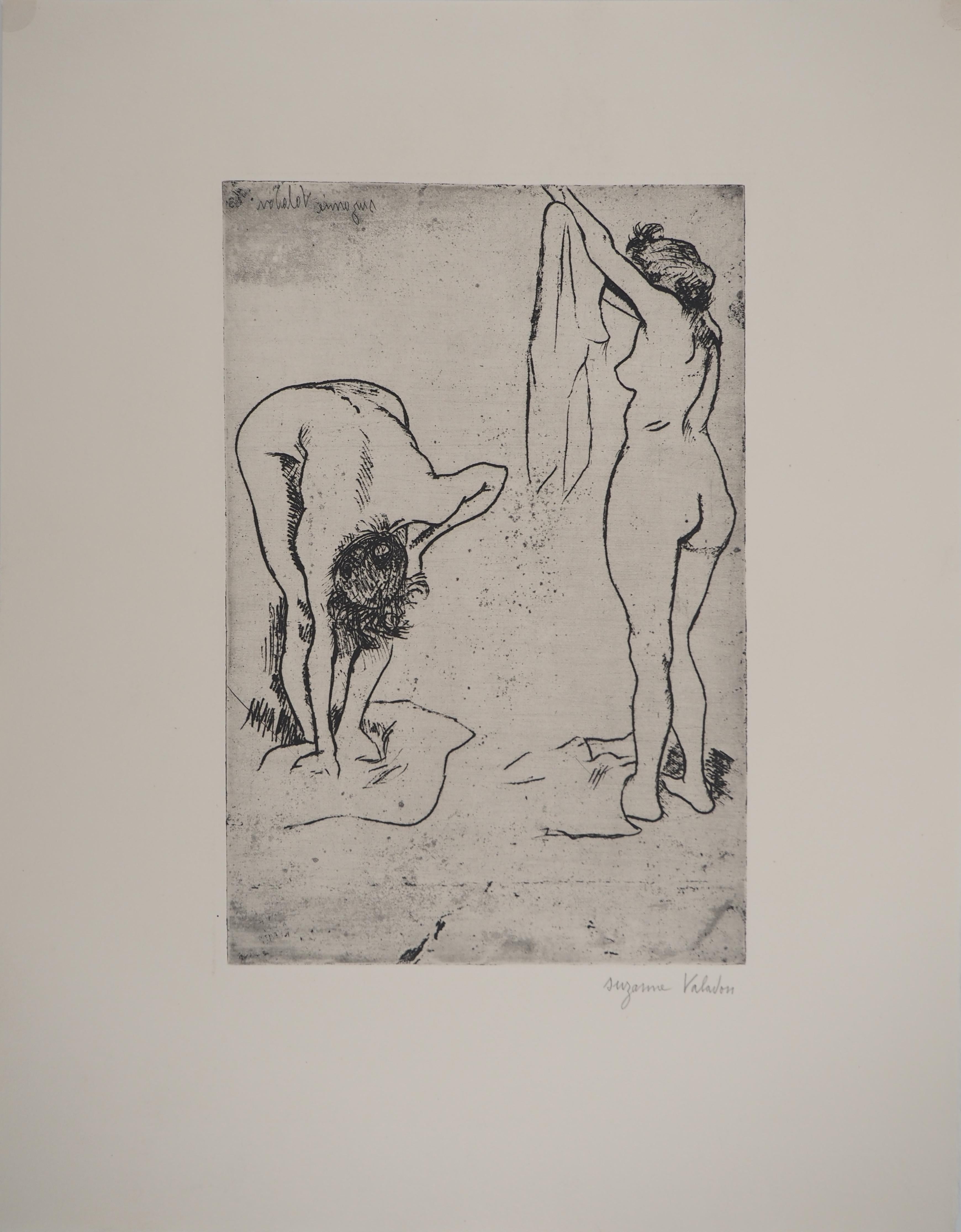 Mujeres limpiándose -  Grabado original firmado (Petrides #E8) - Print Académico de Suzanne Valadon
