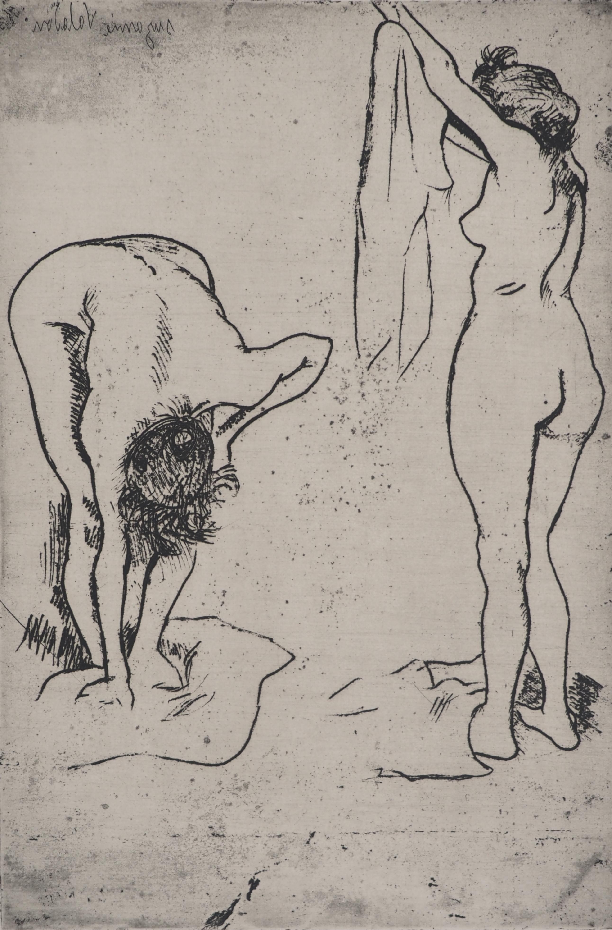 Suzanne VALADON (1865-1938)
Mujeres limpiándose, 1932

Grabado original
Firmado a lápiz
Sobre vitela BFK Rives 47 x 37 cm (c. 18,5 x 14,5 pulg.)

INFORMACIÓN : Impreso en 1932, este grabado forma parte de una carpeta de grabados de Suzanne Valadon