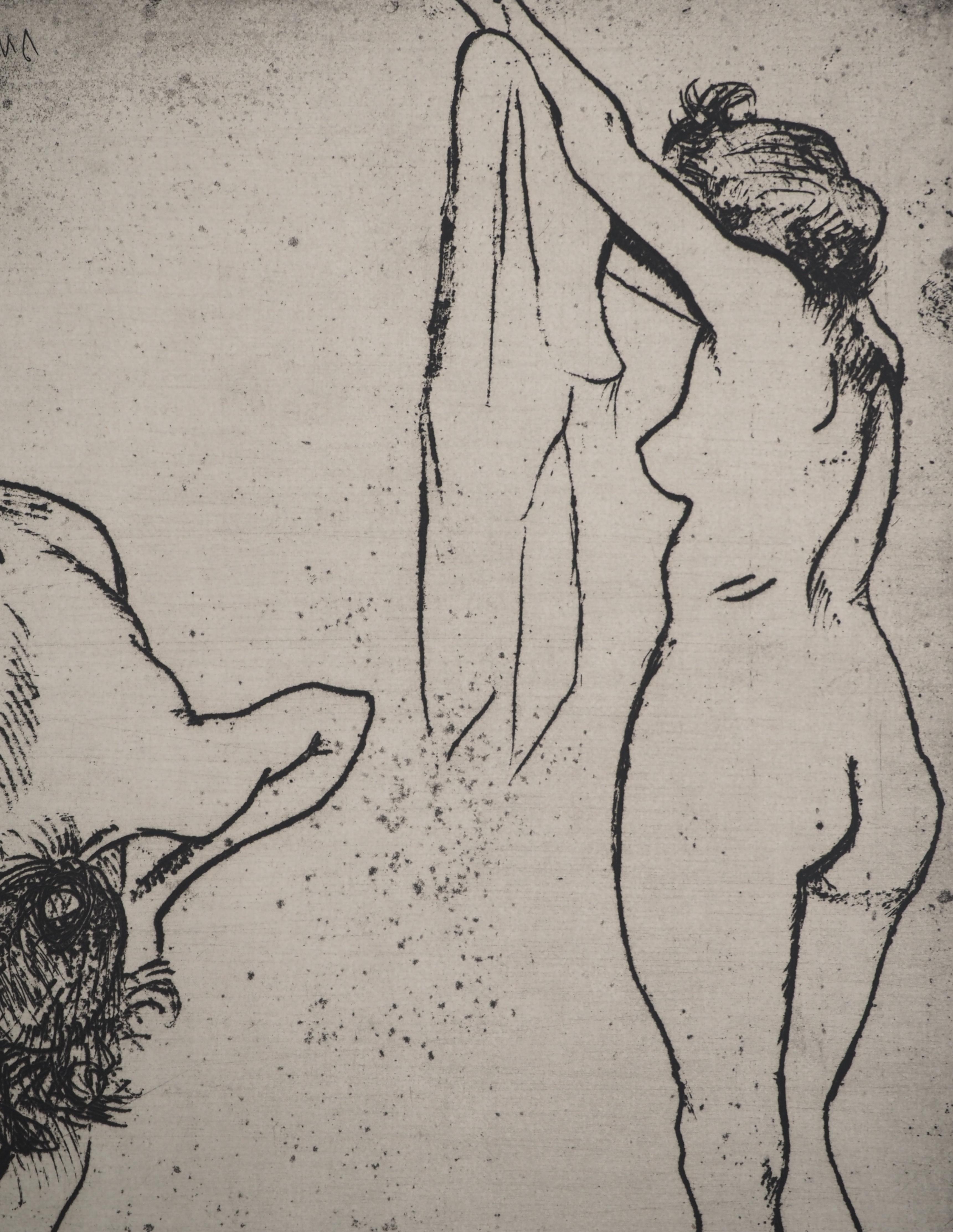 Mujeres limpiándose -  Grabado original firmado (Petrides #E8) en venta 2