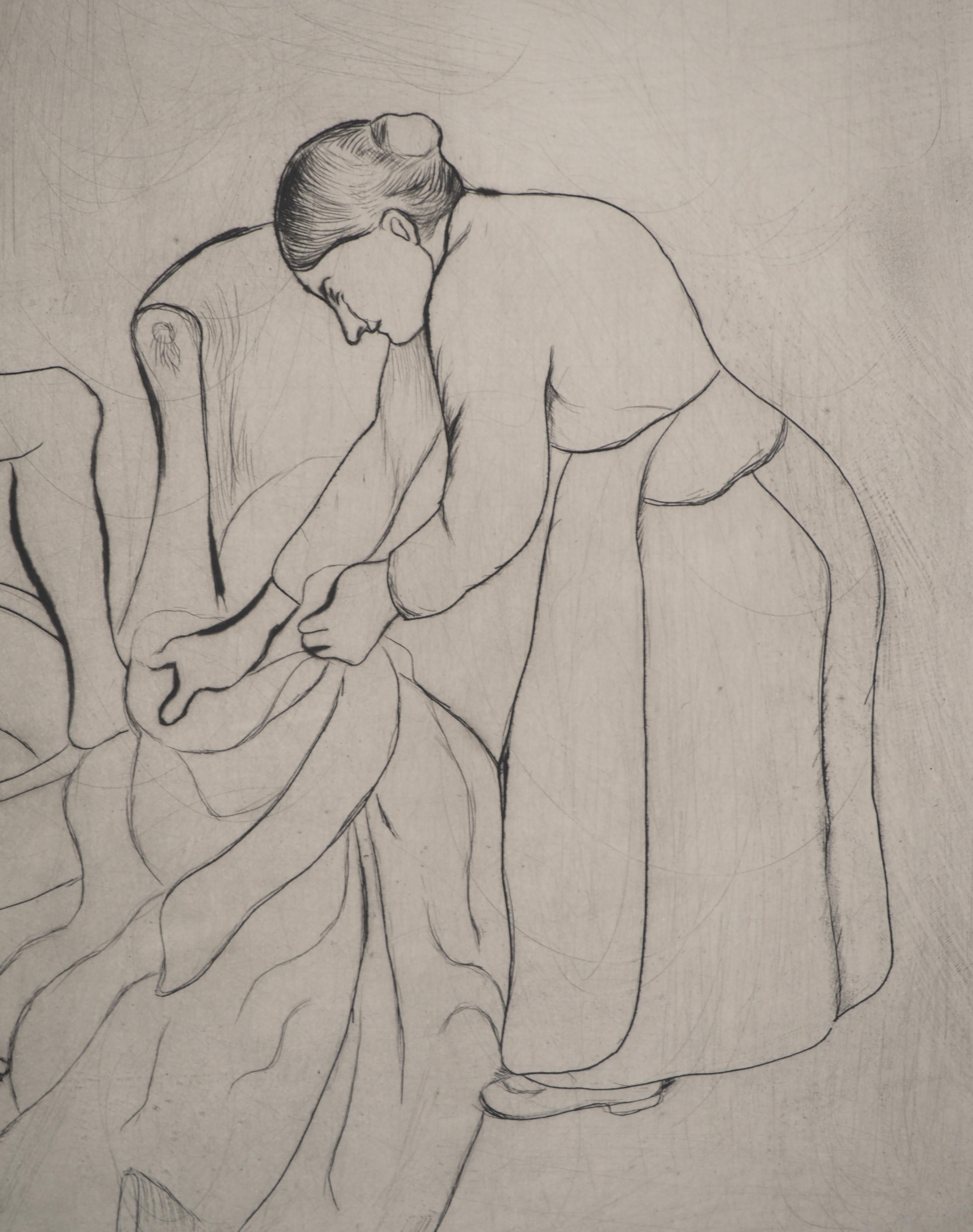 Suzanne VALADON (1865-1938)
Junge Frau und alte Frau, 1932

Original-Radierung
Mit Bleistift signiert
Auf BFK Rives Vellum 47 x 37 cm (ca. 18,5 x 14,5 Zoll)

INFORMATION : Diese 1932 gedruckte Radierung ist Teil einer Mappe mit Radierungen von
