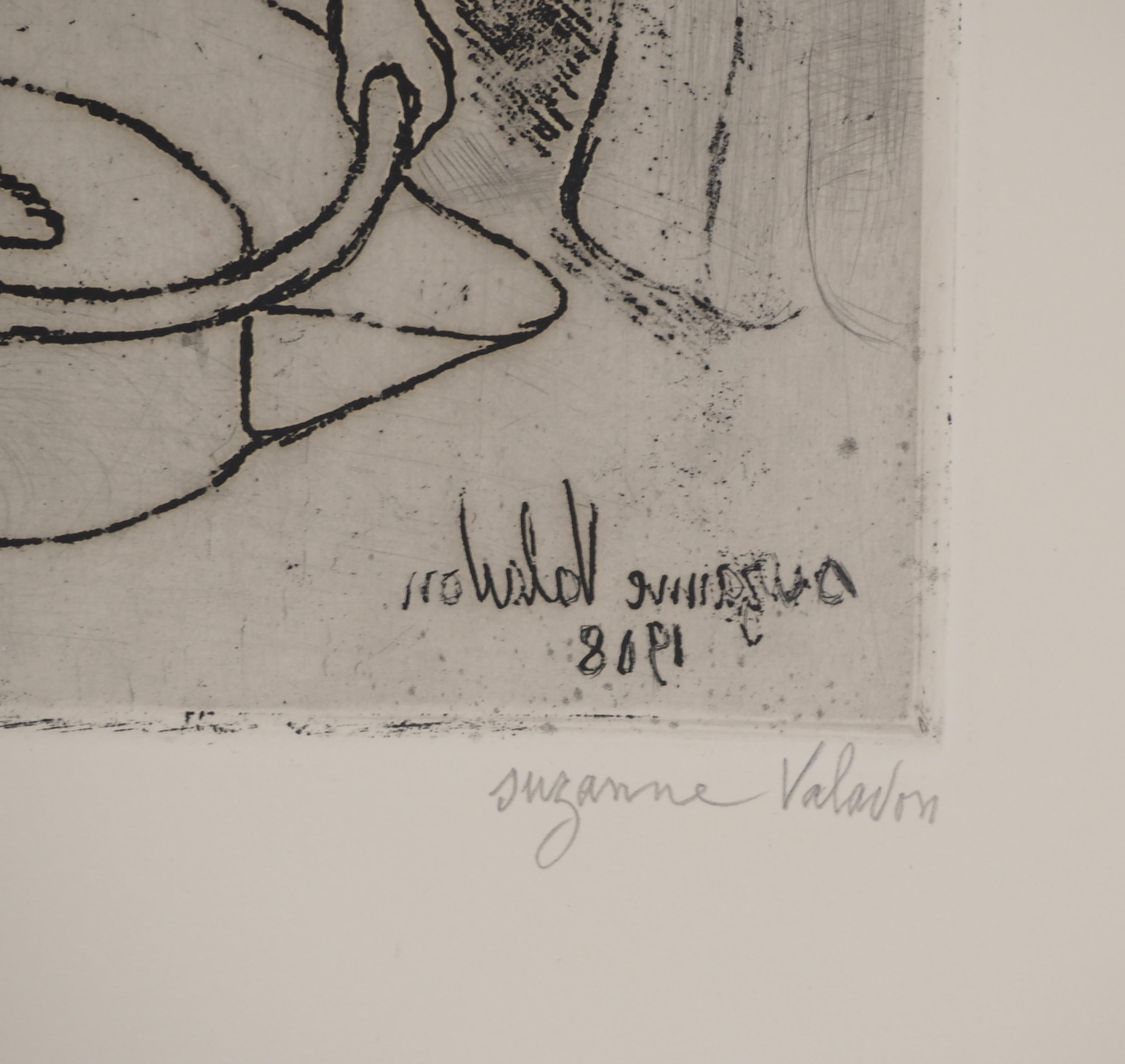 Mujer joven esponjándose - Grabado original firmado (Petrides #E12) - Print Académico de Suzanne Valadon