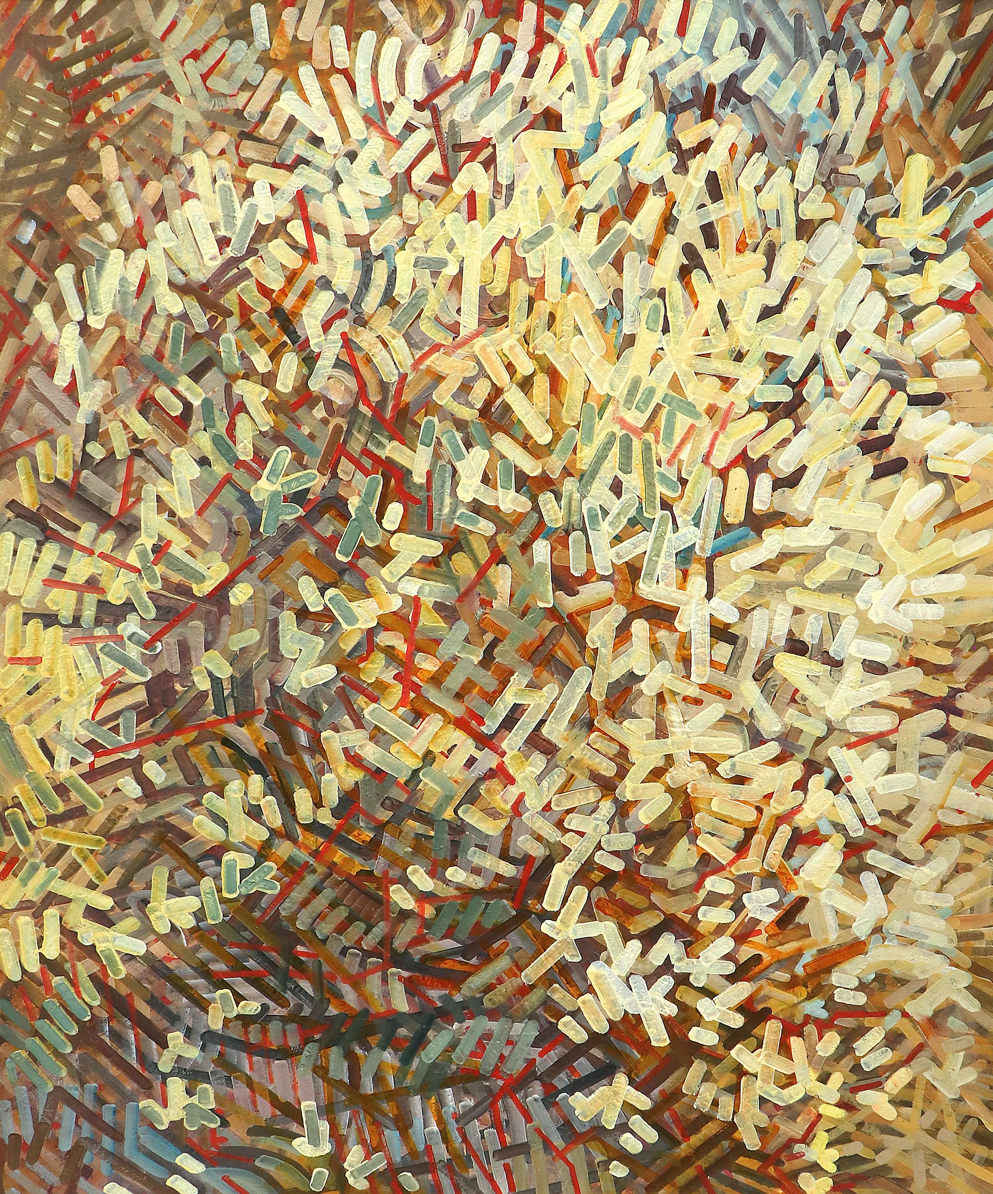 Grande peinture acrylique abstraite du Nouveau-Mexique, rouge, jaune, bleu et orange - Painting de Suzanne Vandeboom