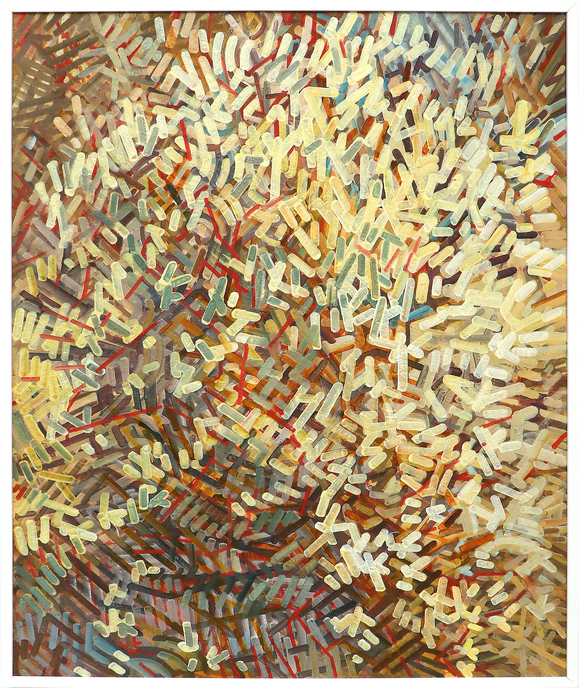 Abstract Painting Suzanne Vandeboom - Grande peinture acrylique abstraite du Nouveau-Mexique, rouge, jaune, bleu et orange