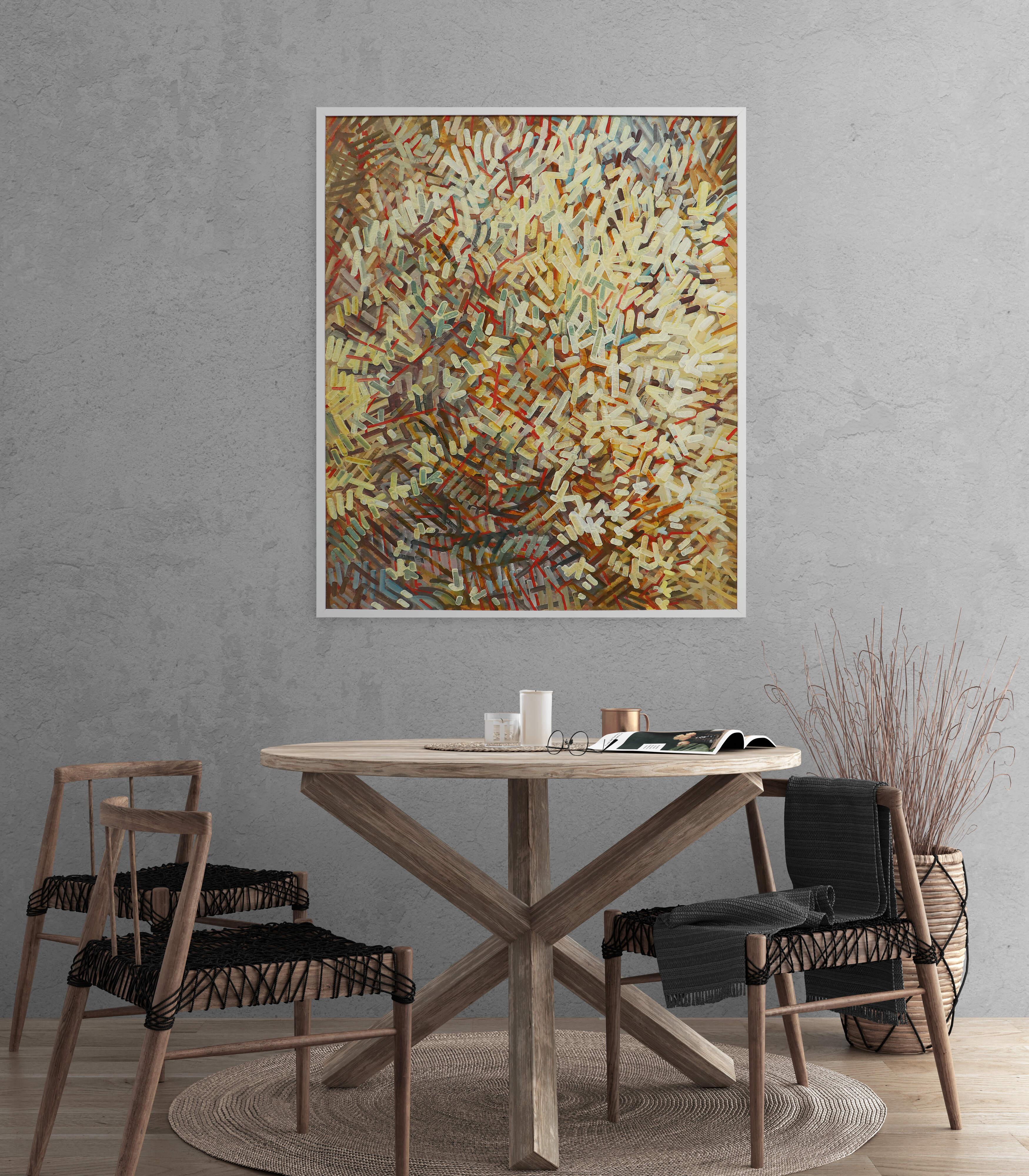 Large Abstract Multicolor Painting, New Mexico Artist, Red, Yellow, Green, Brown For Sale 7