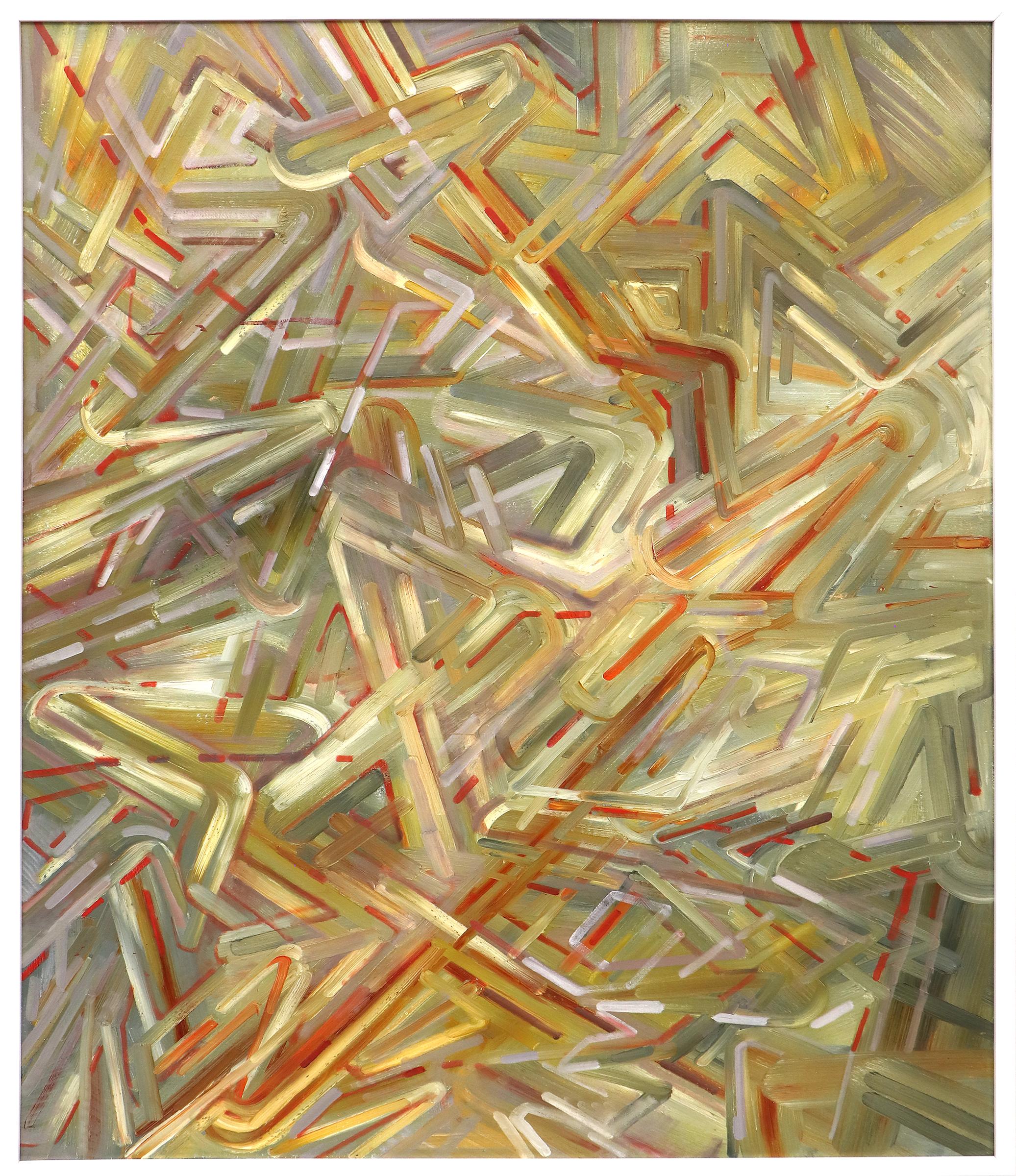 Große abstrakte mehrfarbige Malerei, New Mexico Künstler, Rot, Gelb, Grün, Braun – Painting von Suzanne Vandeboom