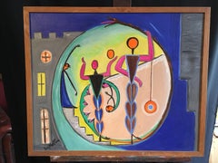 'Le Cirque' Impressionist Abstract Oil Painting, Signed