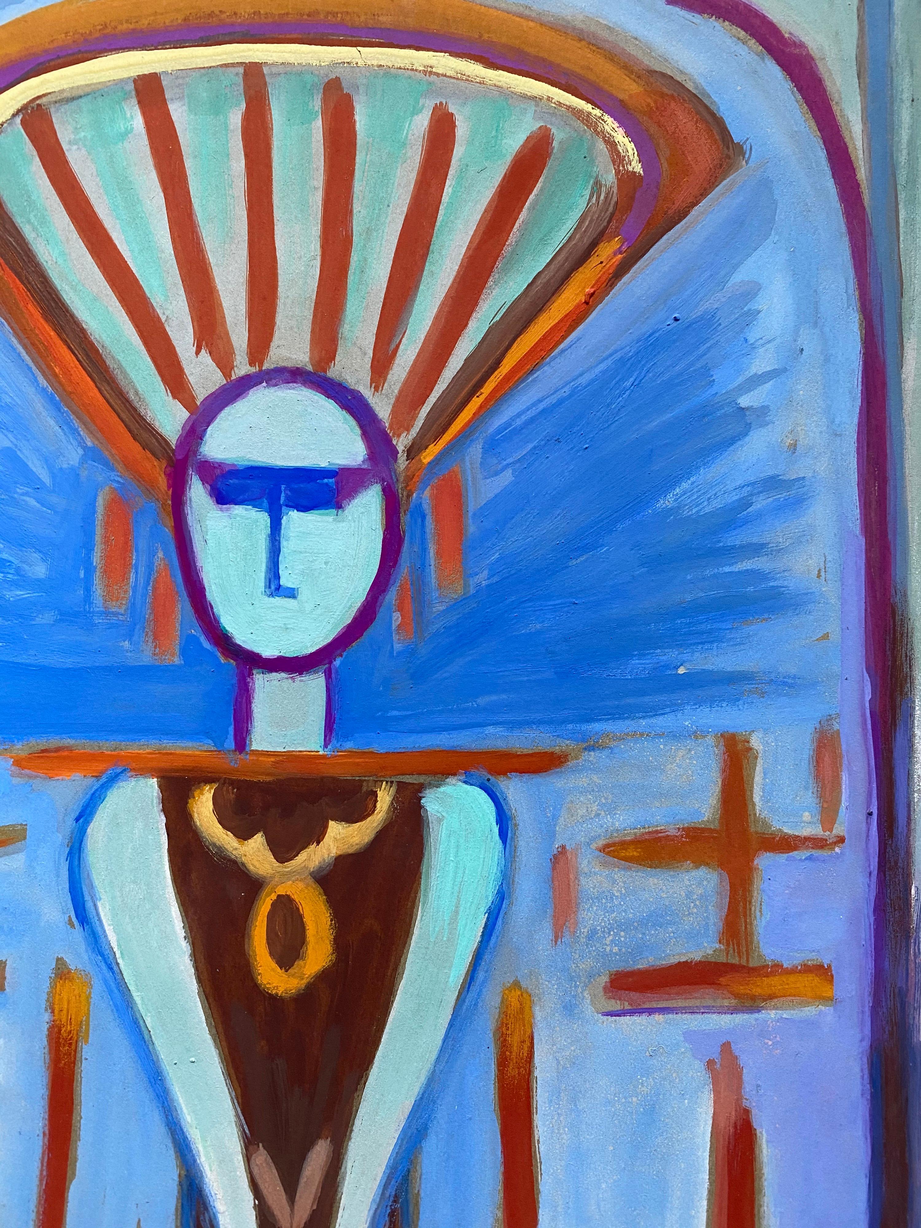 Figura astratta
Suzanne Vattier, francese 1901-1996
dipinto a guazzo su carta d'artista, incorniciato
dimensioni: 20 x 13 pollici

Favoloso quadro astratto di goauche degli anni '70. I colori utilizzati in questo quadro sono meravigliosamente