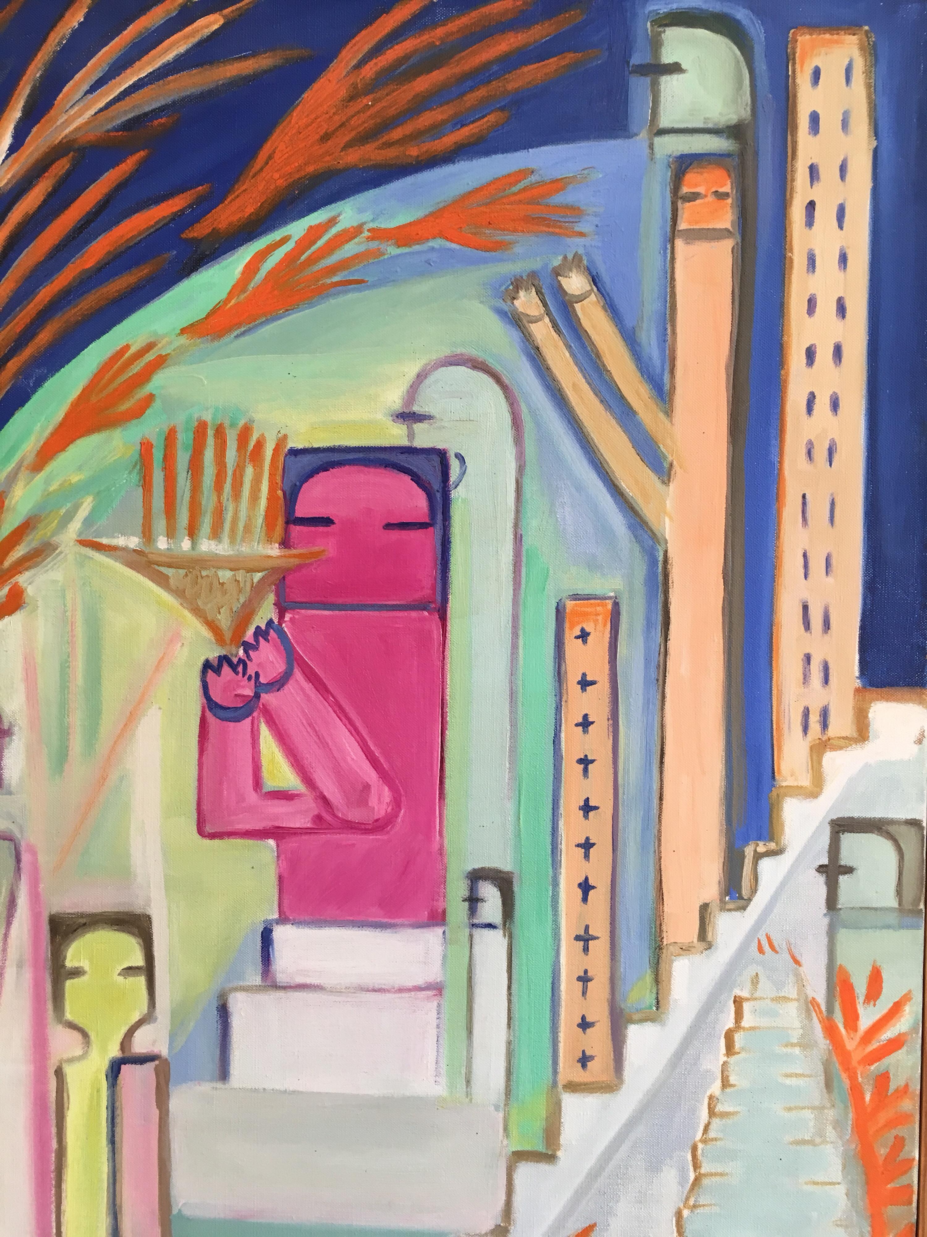 ville', peinture à l'huile abstraite surréaliste, signée
Par l'artiste Suzanne Vattier, française 1901-1996
Signé par l'artiste dans le coin inférieur droit
Signé et daté 
