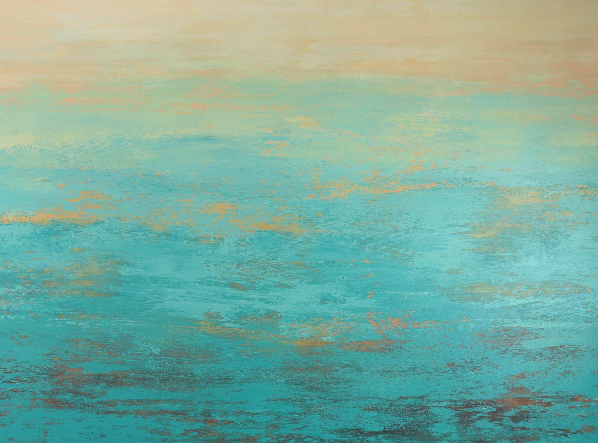 Suzanne Vaughan Abstract Painting – Aqua Strand  Moderner abstrakter Strand, Gemlde, Acryl auf Leinwand