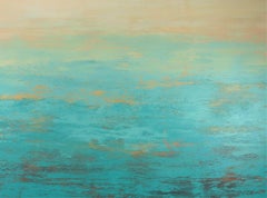 Aqua Beach - Modern Abstract Beach, Painting, Acrylic on Canvas
